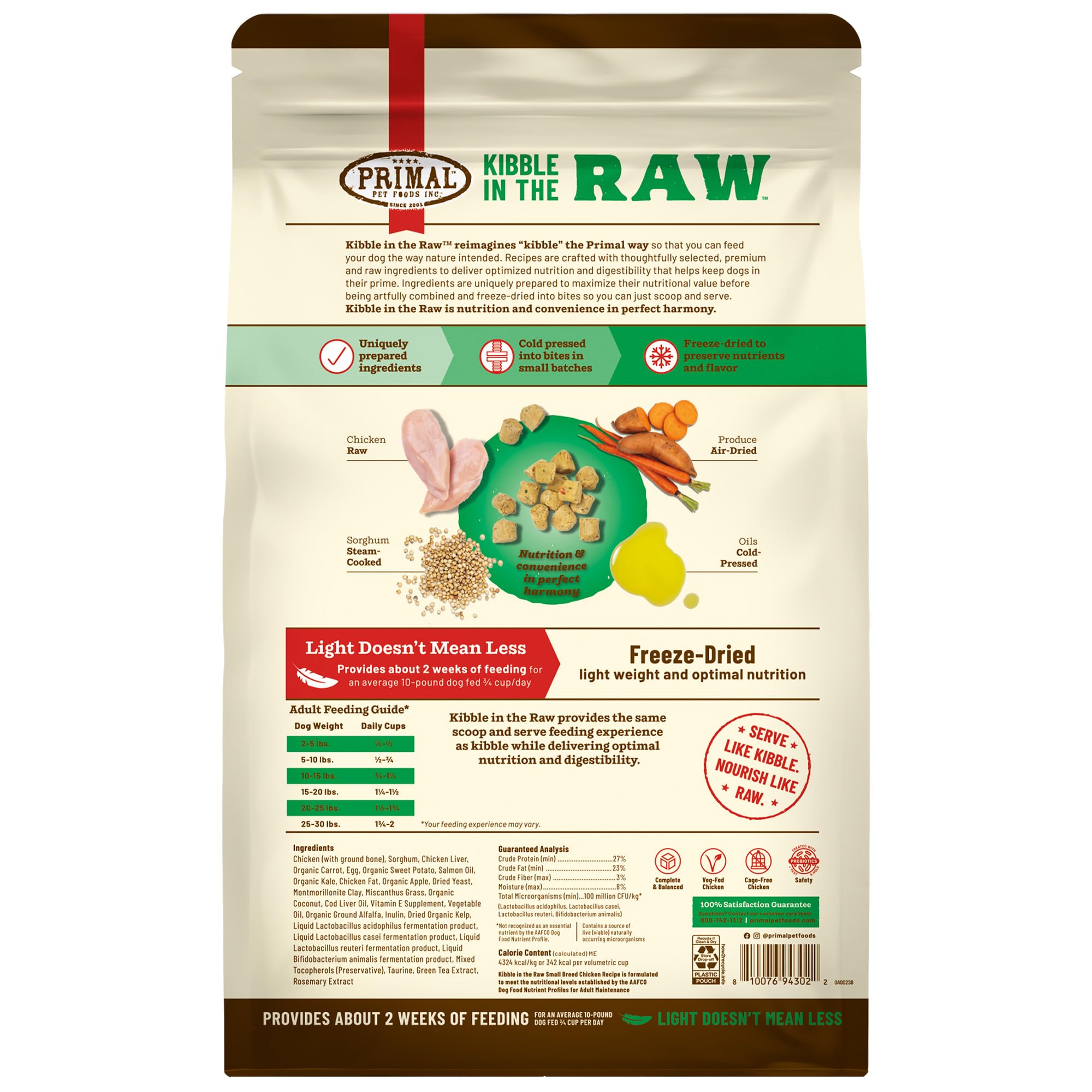 Primal Kibble in The Raw, Freeze Dried Dog Food, Small Breed Recipe, Scoop & Serve, Made with Raw Protein, Whole Ingredient Nutr