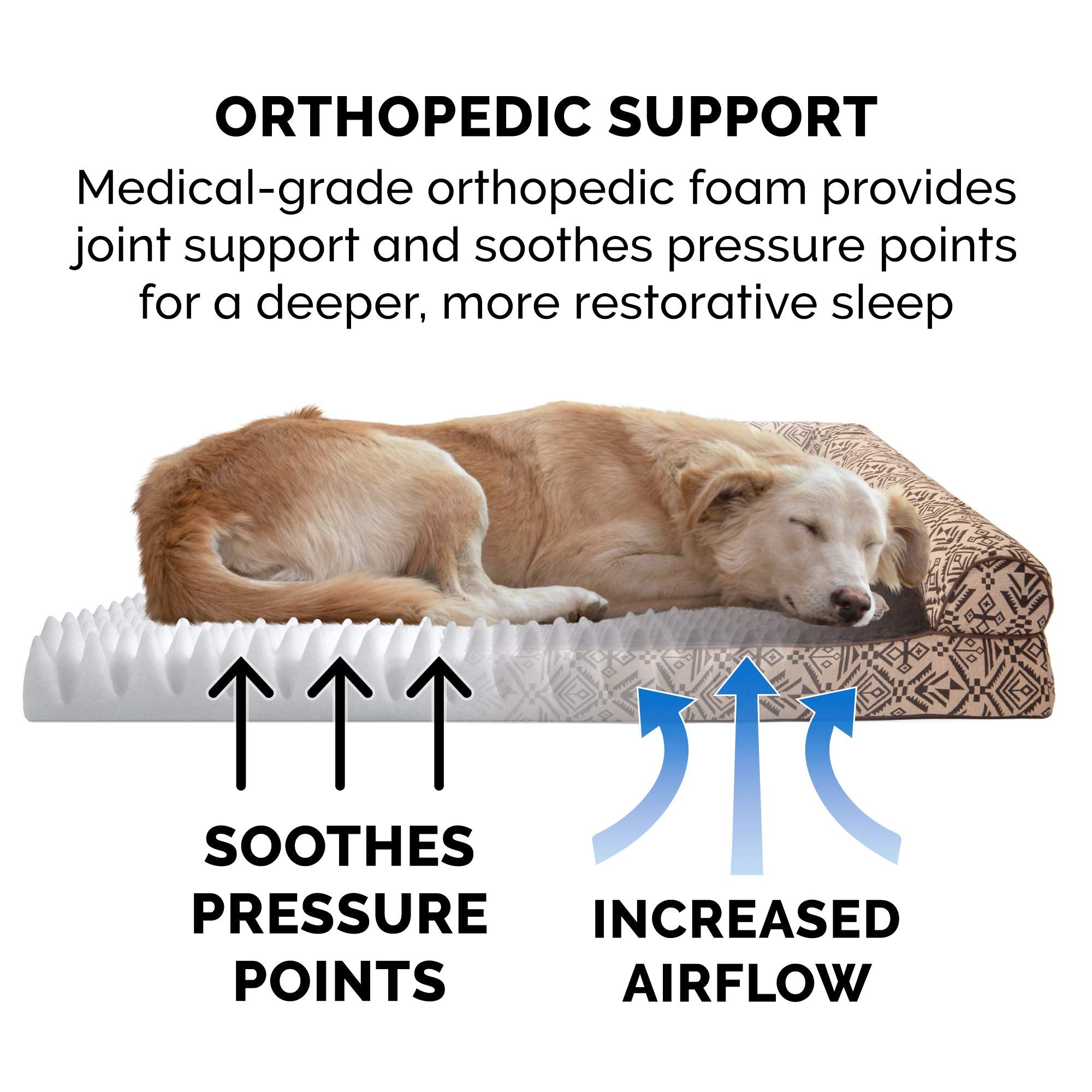 Furhaven Soft, Orthopedic Foam Sofa Dog Bed With Washable & Removable Cover - Plush/Woven - Desert Brown, Dogs Up To 35 Lbs - Me