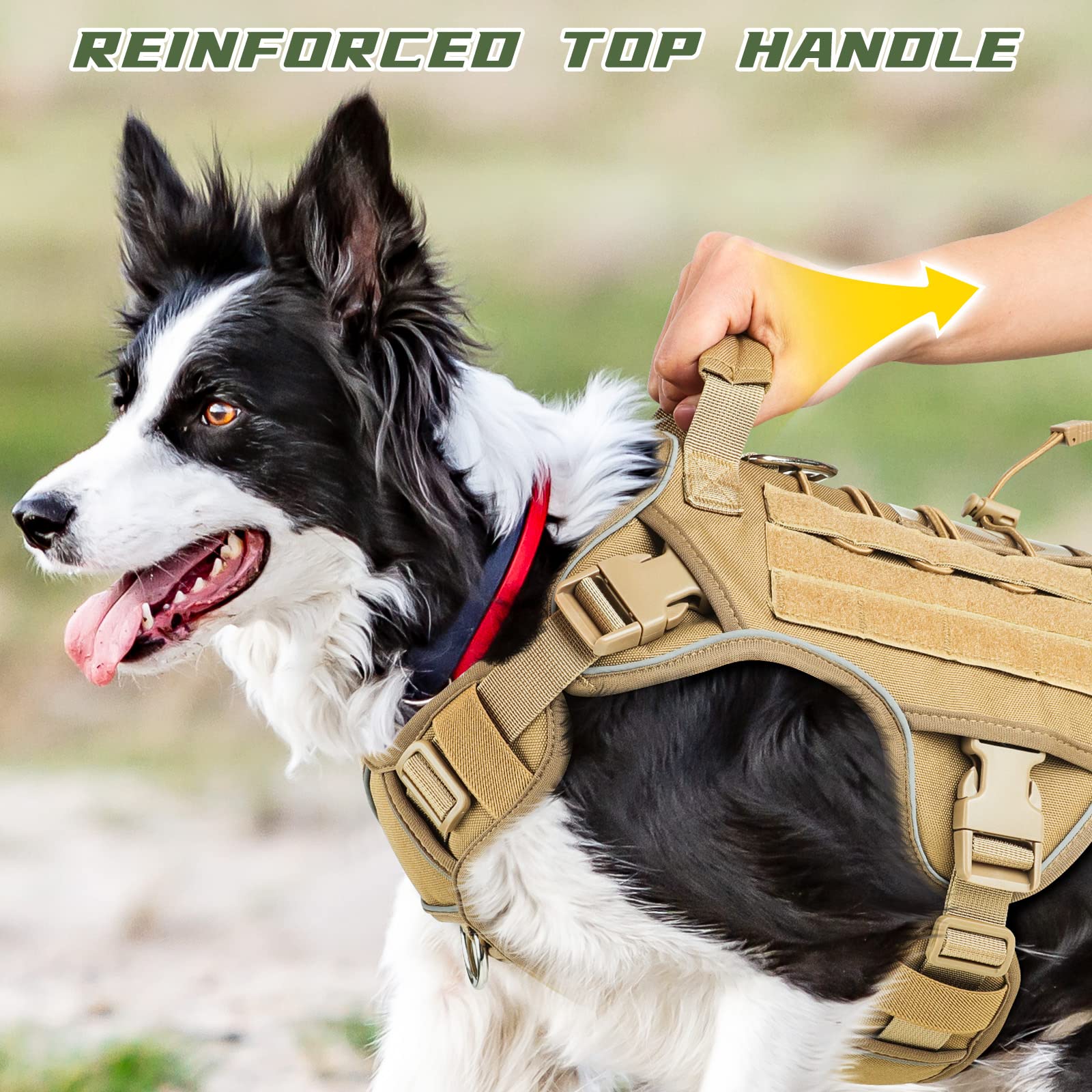 Tactical Dog Harness Vest with Handle Tactical Dog Harness for Large Dogs No Pull Adjustable Pet Harness Reflective K9 Military