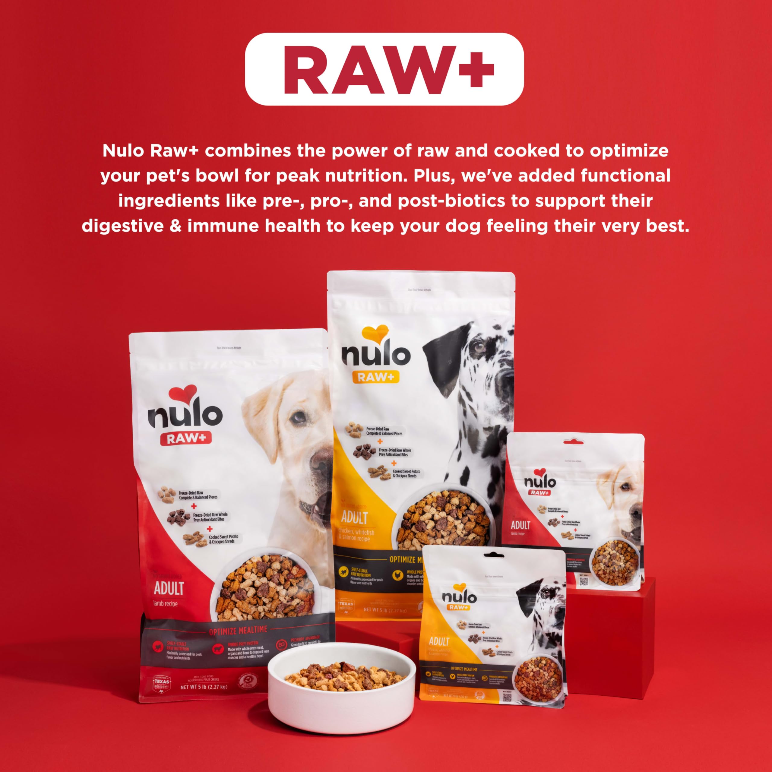 Nulo Freeze-Dried Raw+ Adult Dog Food, Lamb Flavor, 5 lb Bag