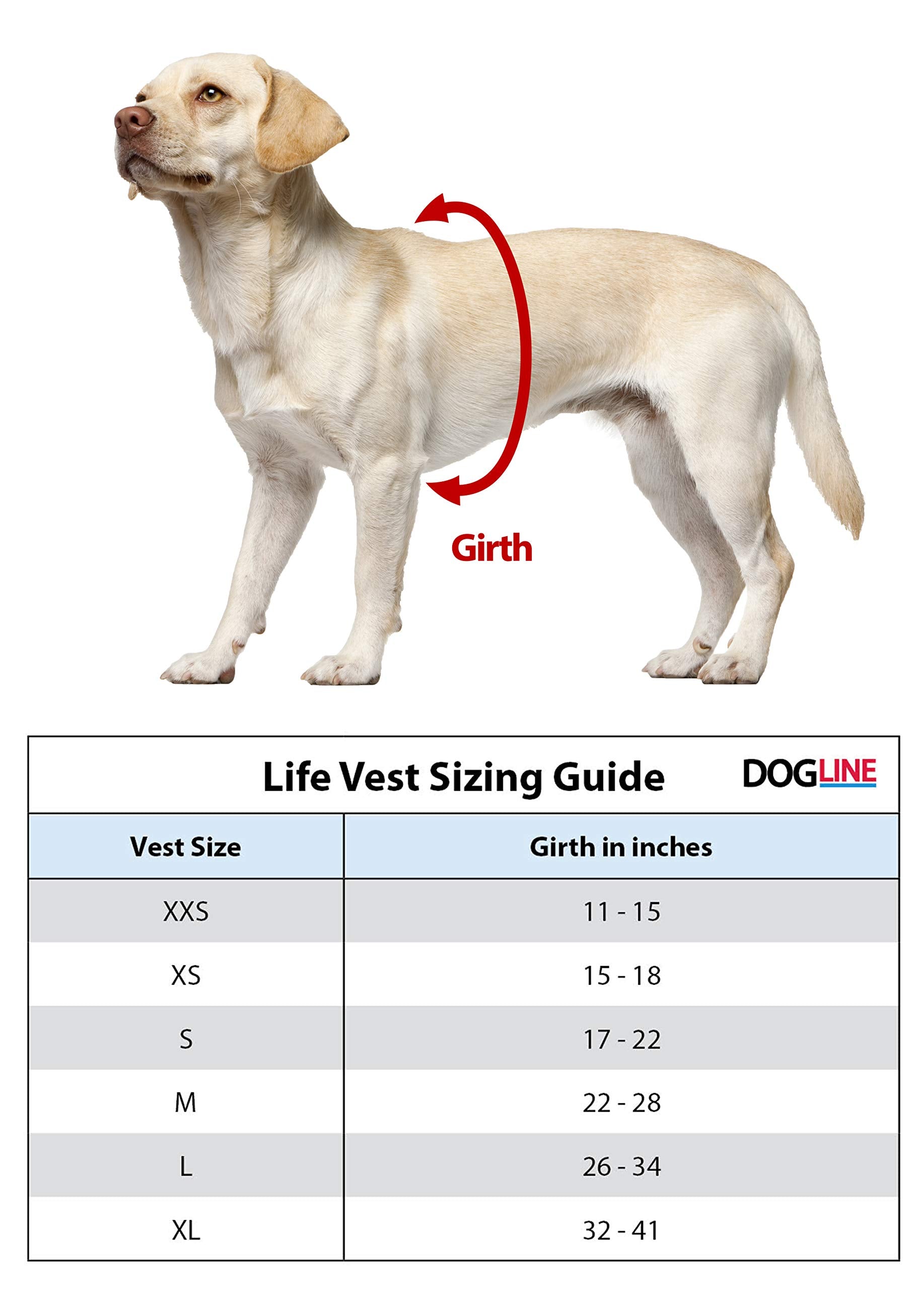 Dogline Dog Life Jacket – Dog Life Vest For Swimming And Boating In Hi-Viz Colors With Reflective Strips Mesh Underbelly For Draining And Drying And Top Carry Handle 17 To 22' Girth Neon Pink