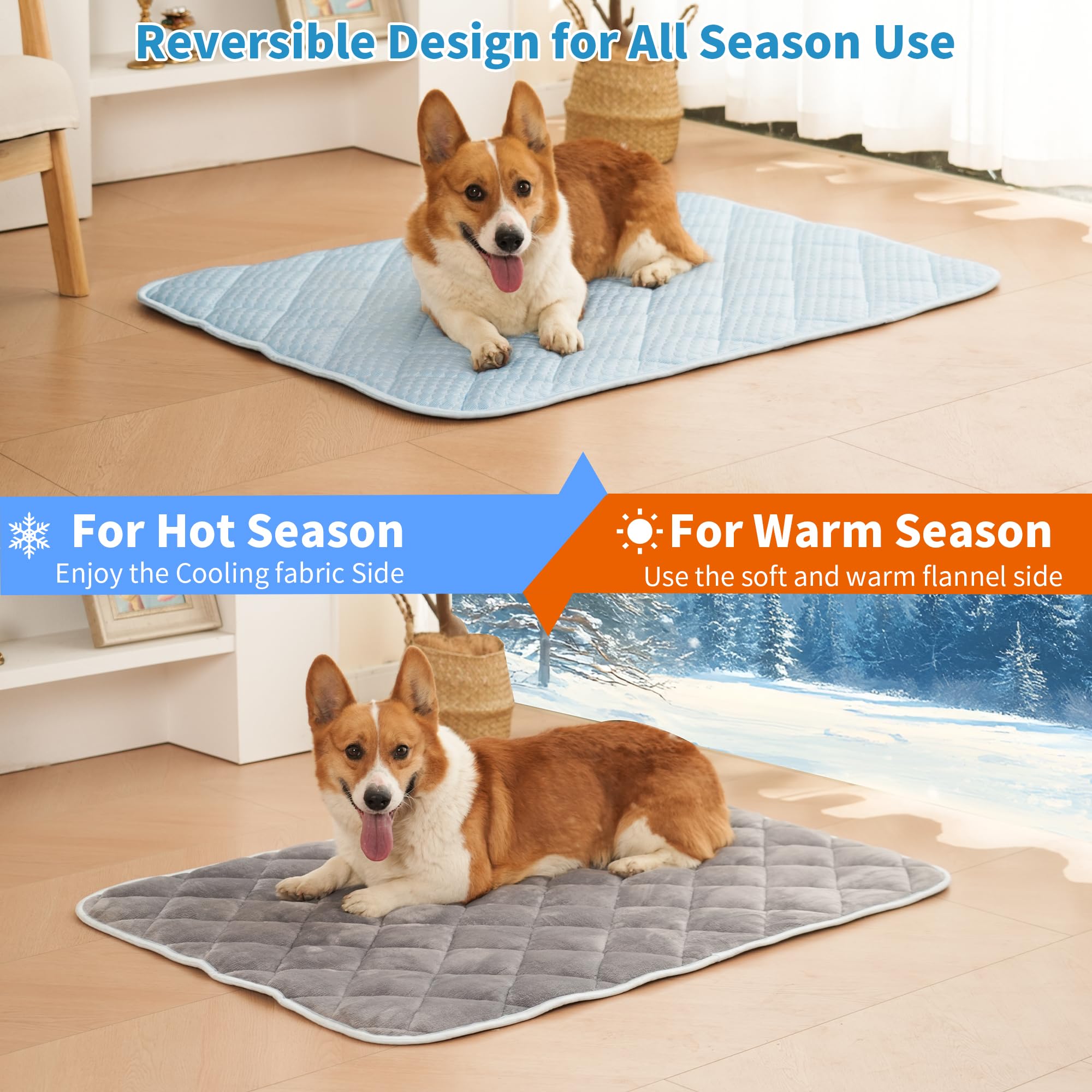 Dog Cooling Mat, Washable Cooling Mat For Dog, Foldable Kennel Pet Bed, Cool Pad (Cool &Warm Surface) For All Seasons Use, Pet P