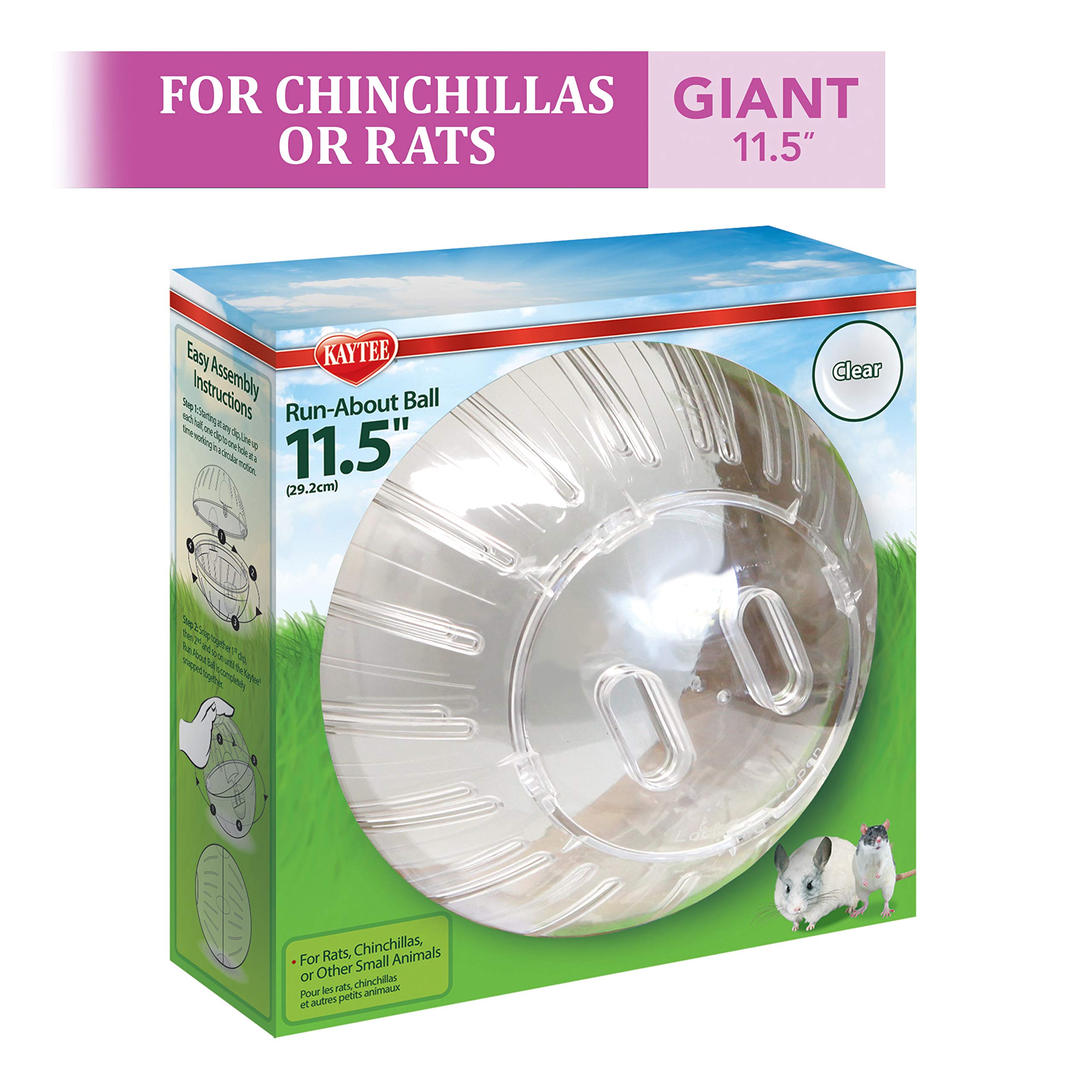 Kaytee 11.5 Clear Run-About Exercise Ball For Pet Rats & Chinchillas