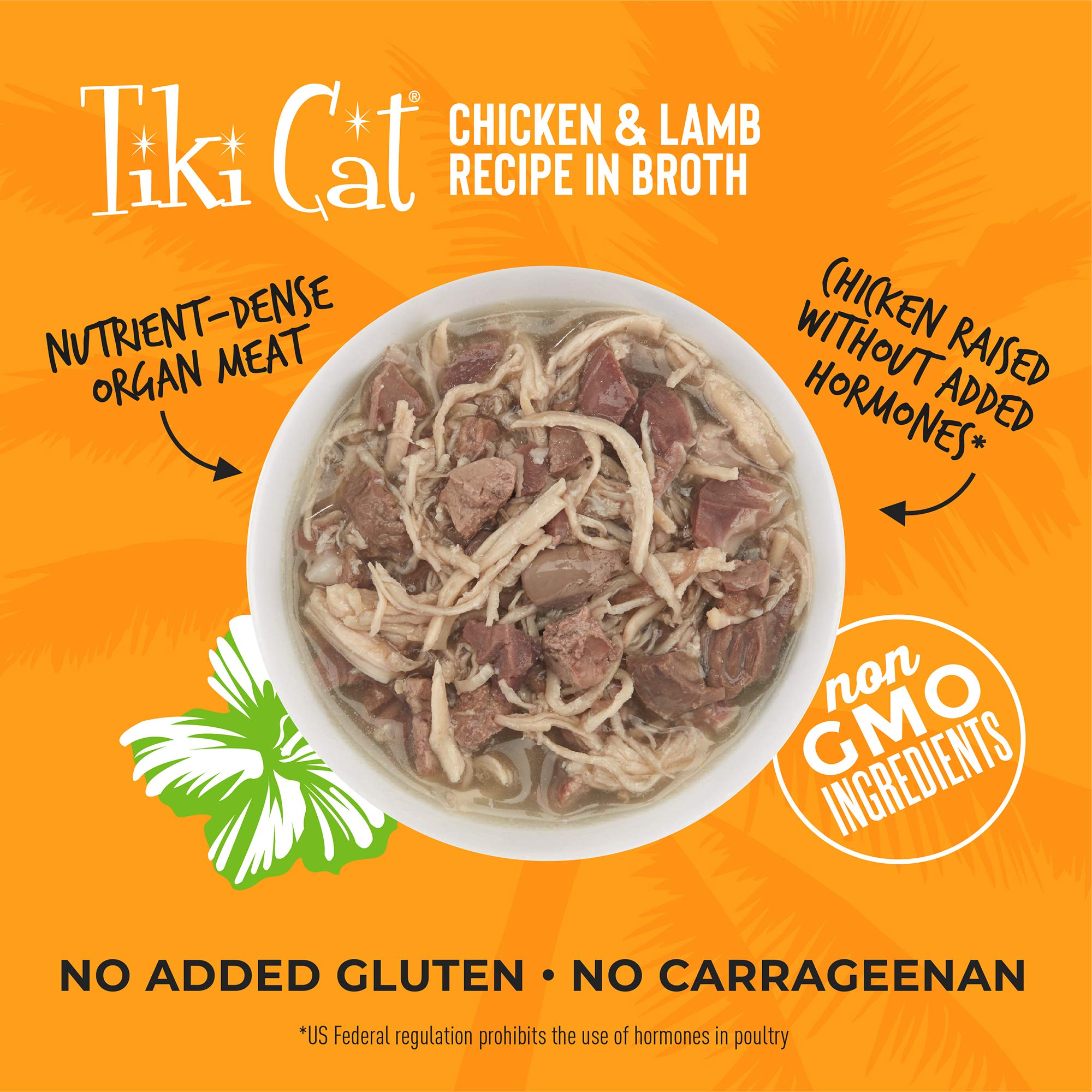 Tiki Cat After Dark, Chicken & Lamb, High-Protein and 100% Non-GMO Ingredients, Wet Cat Food for Adult Cats, 2.8 oz. Can (12 Cou