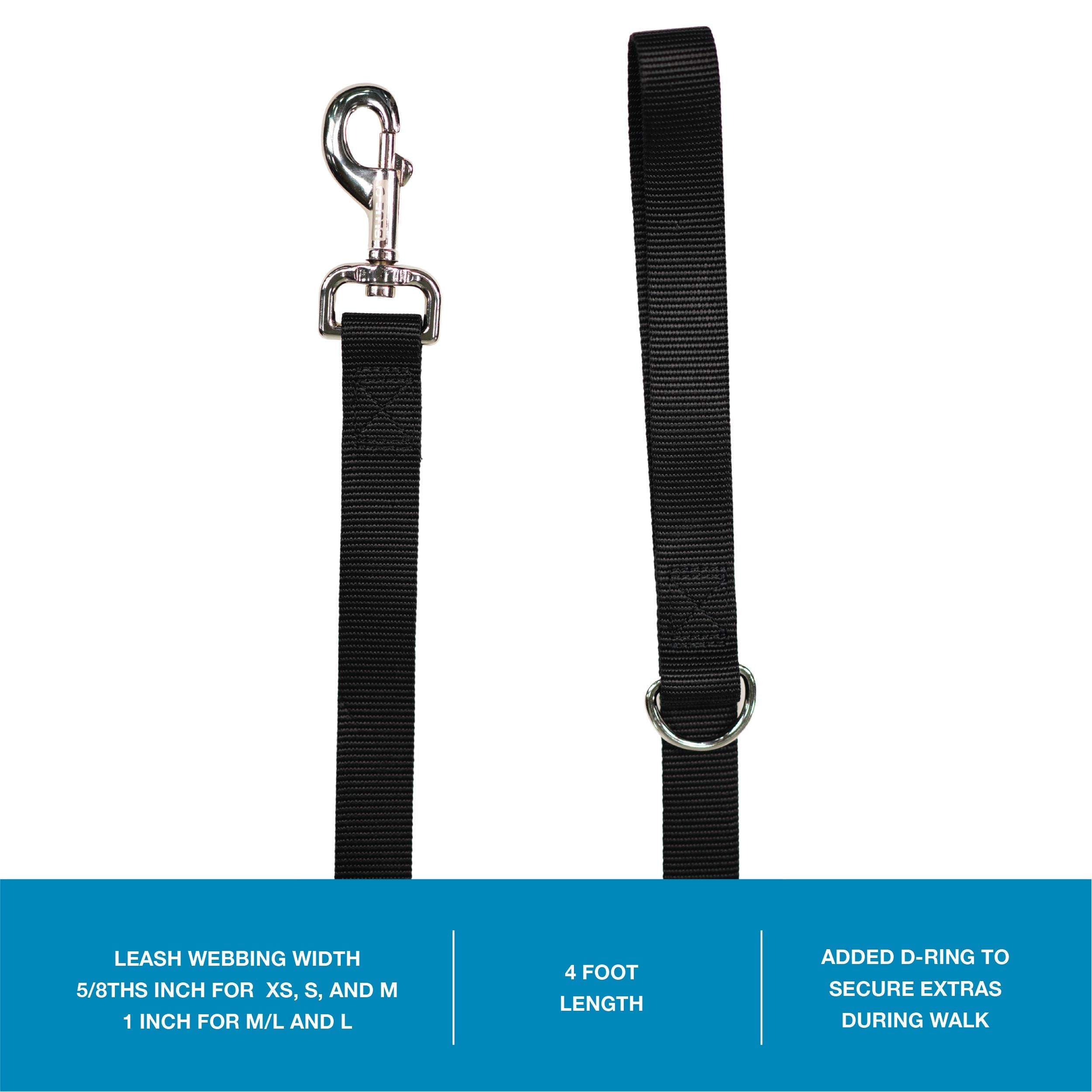 Blue-9 Pet Products No-Pull Balance Harness And Loose Leash Walking Set Dogs, Made In The Usa, Black, Medium/Large