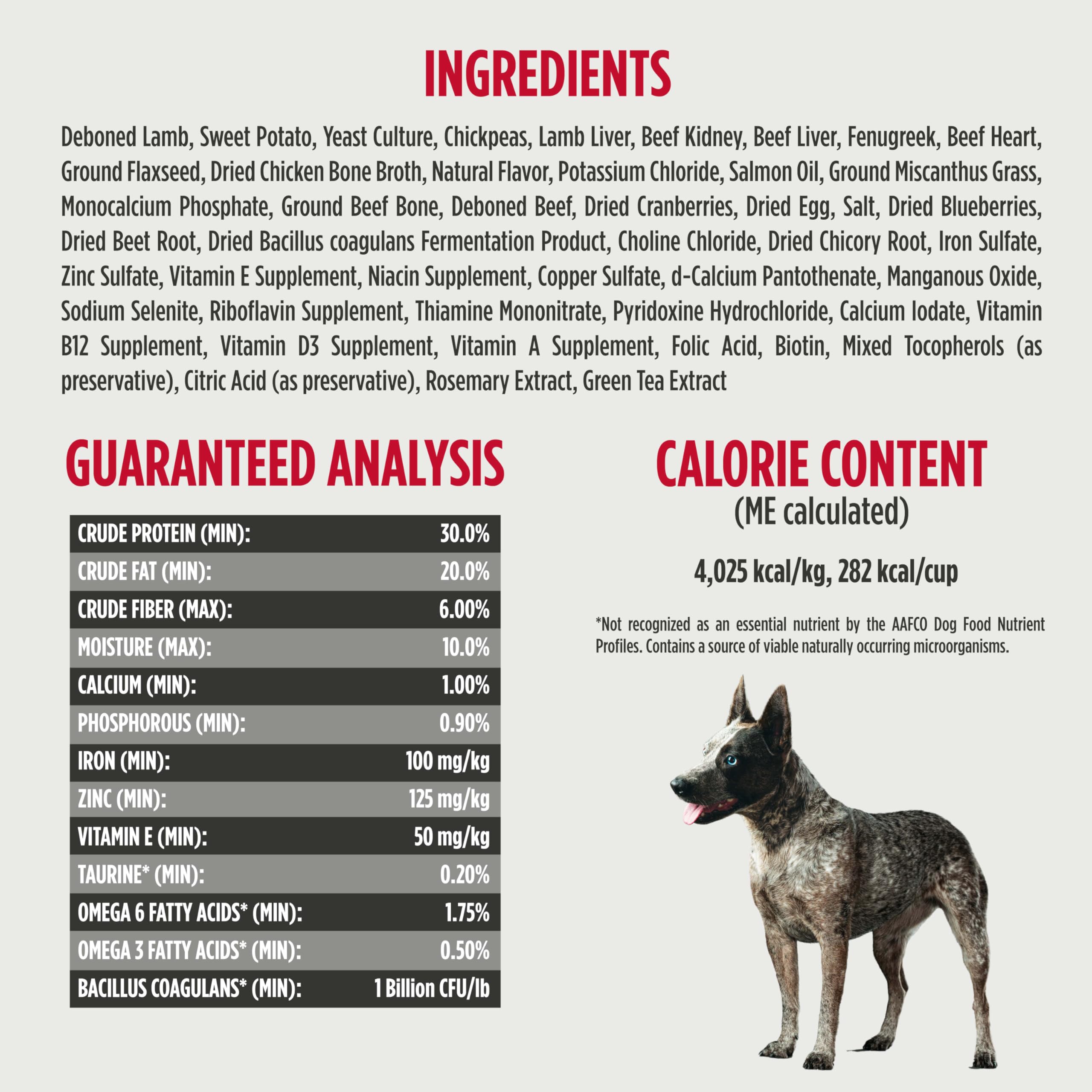Nulo Freeze-Dried Raw+ Adult Dog Food, Lamb Flavor, 5 lb Bag