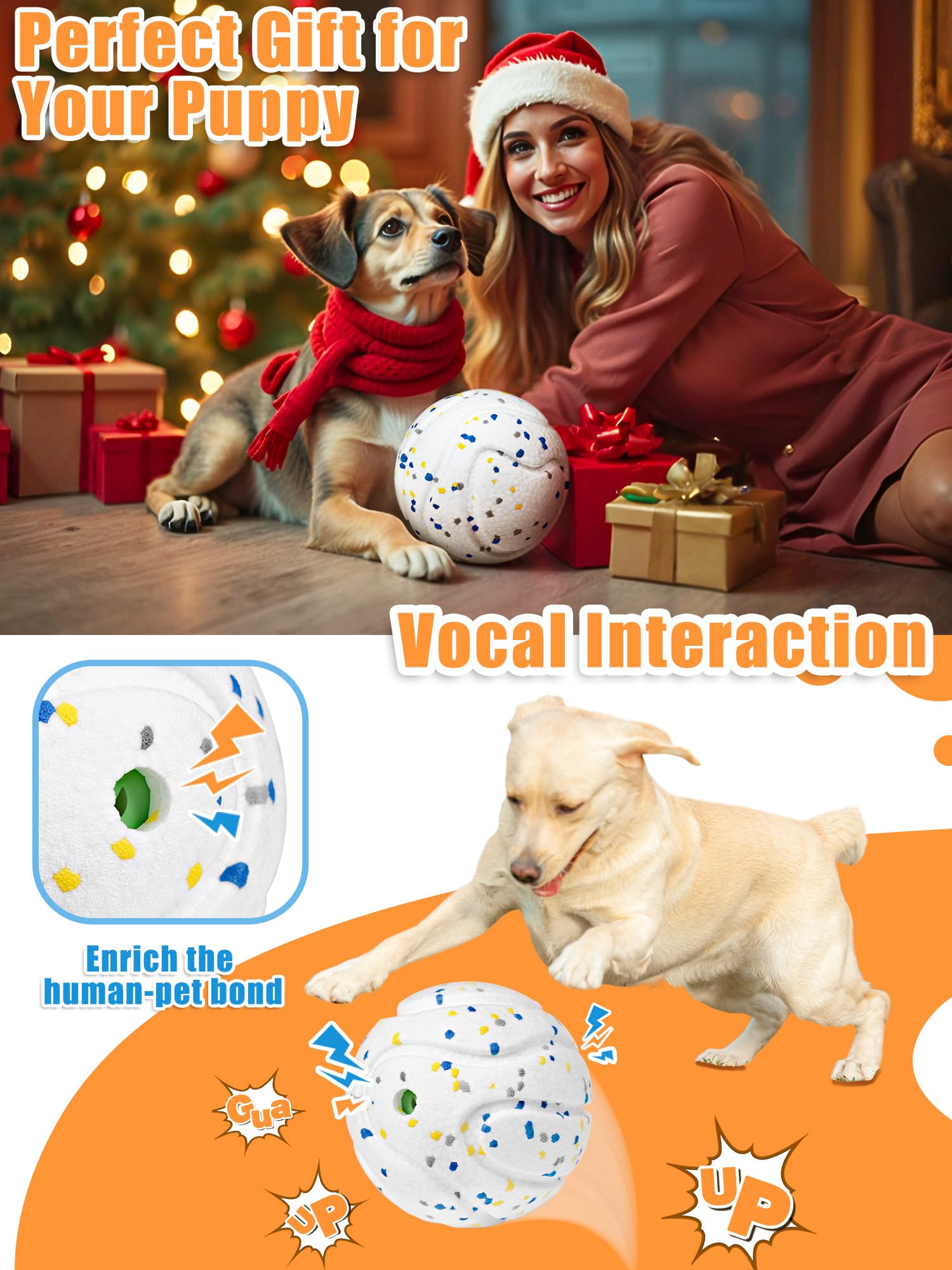 Large Dog Vocal Balls 5 Inch Interactive Squeaky Dogs Balls Tough Chewing Big Dog Ball For Aggressive Chewers Training Teeth Cle