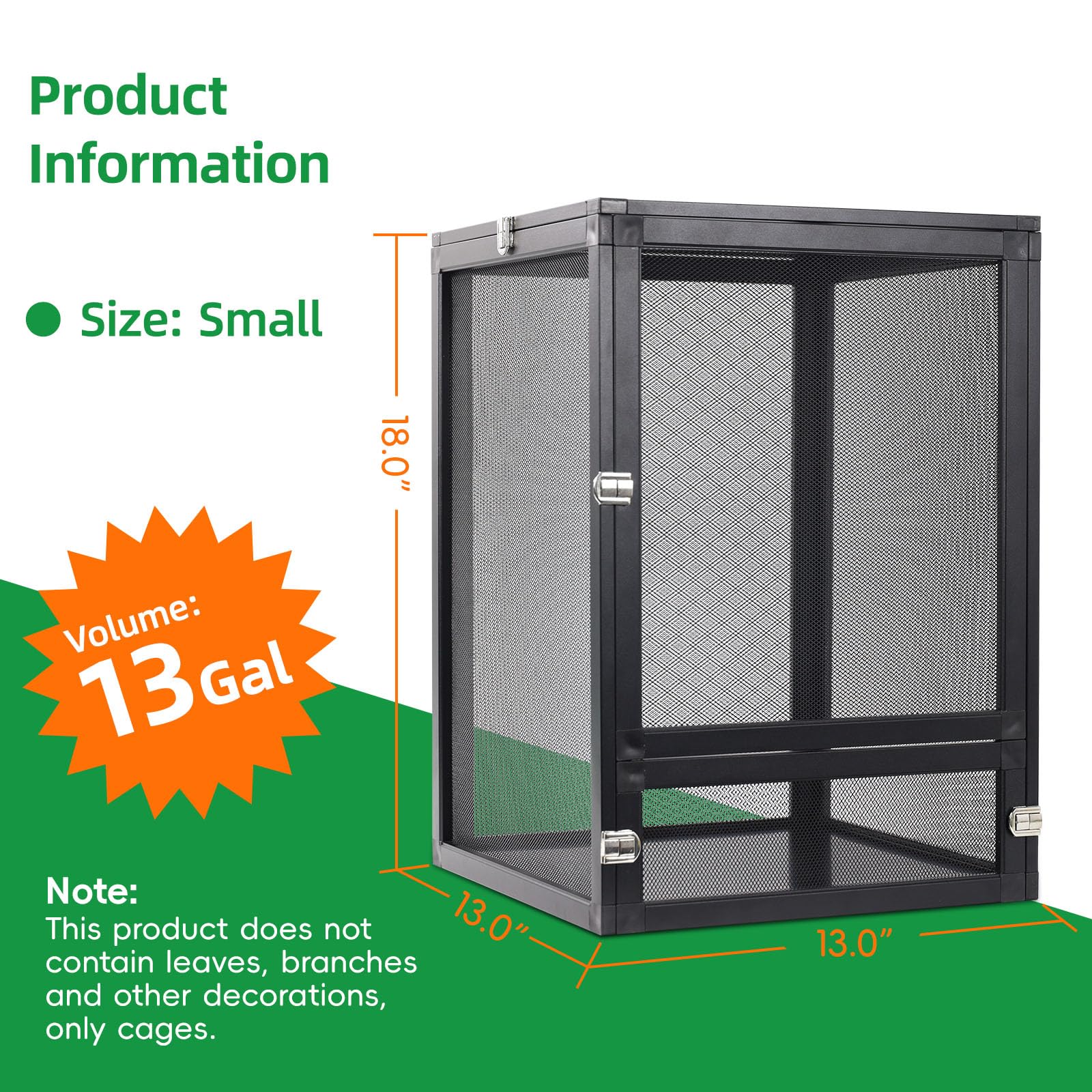 Binano 13 Gal Detachable And Foldable Reptile Butterfly Cage Terrarium, 360 Observation, Airflow, Interaction In Gecko Tank For