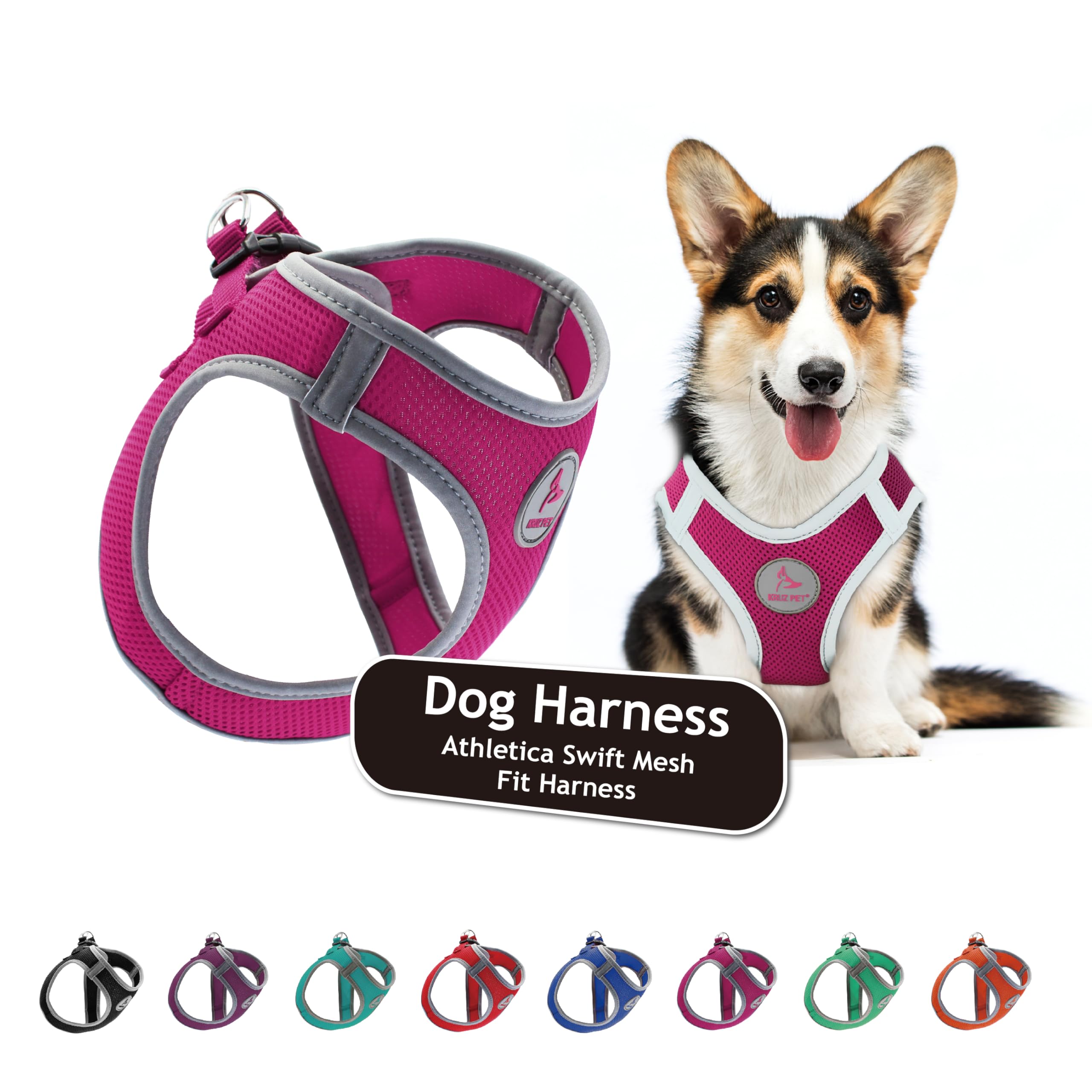 Kruz Pet Reflective Mesh Dog Harness, No Pull, Quick Fit, Comfortable, Adjustable Pet Vest Harnesses For Walking, Training, Smal
