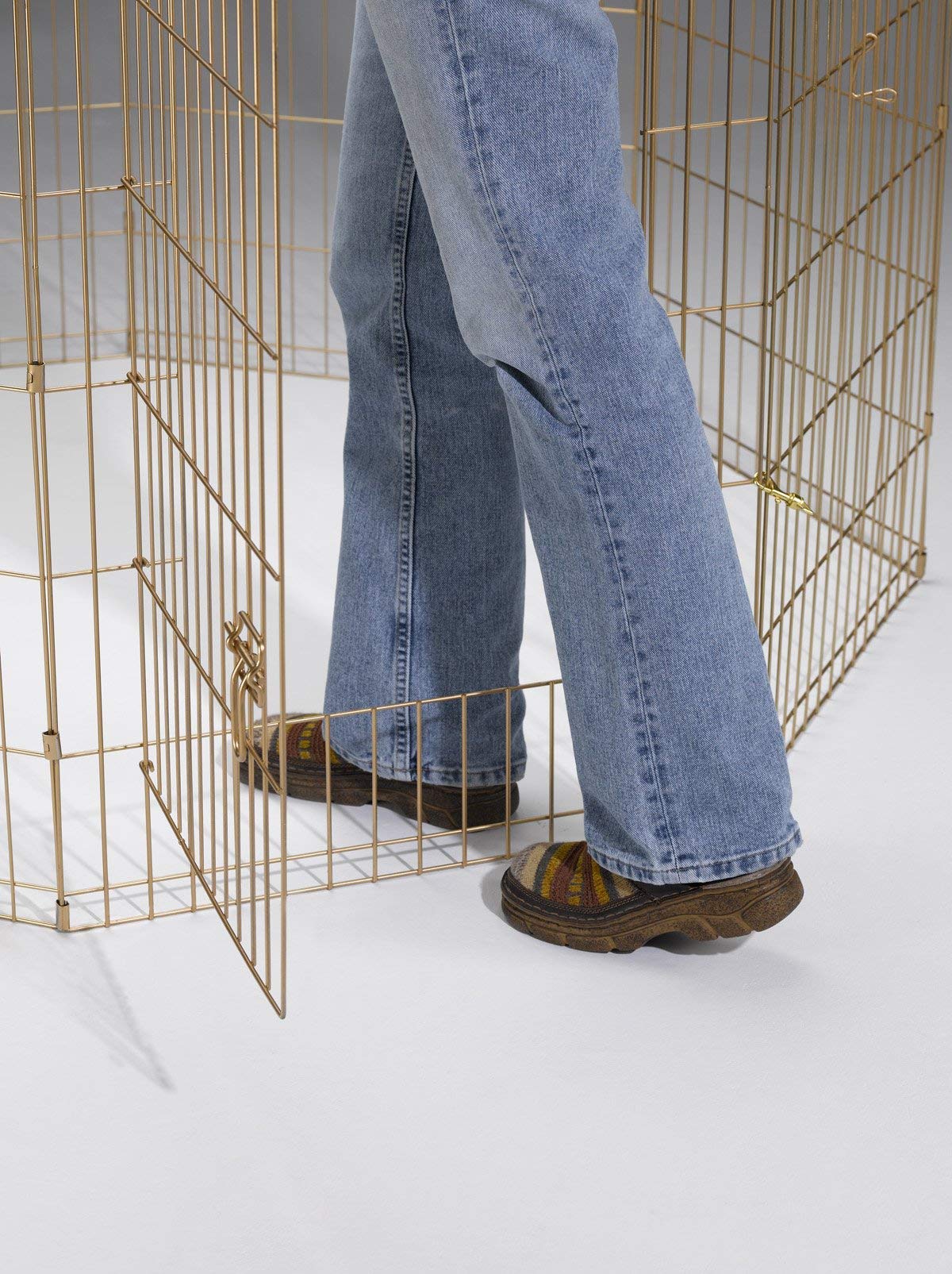 MidWest Homes for Pets Foldable Metal Dog Exercise Pen, 30"H x 24"W, Gold Zinc with Door, 1-Year Warranty, Model B00063KG0K