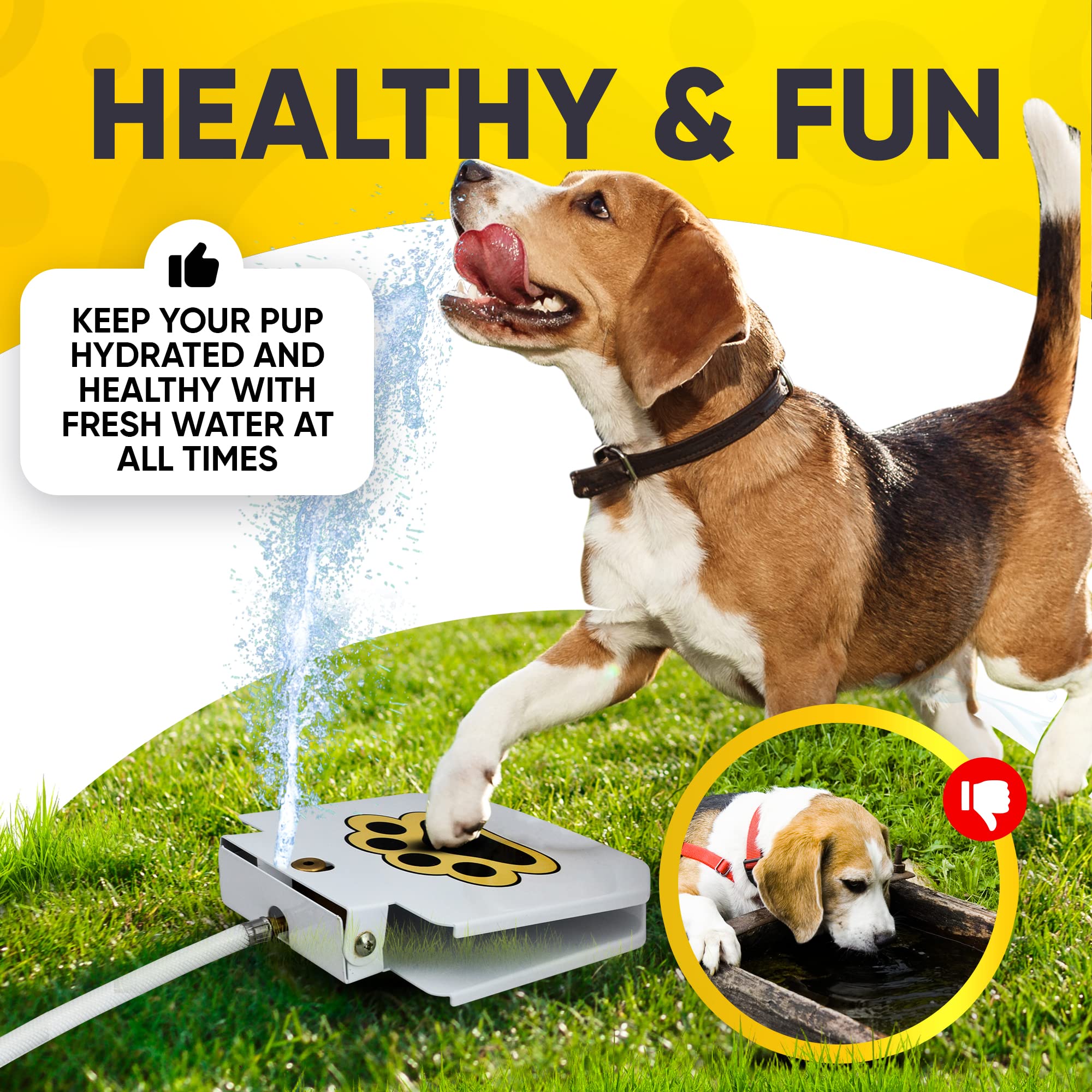 Dog Outdoor Fountain Step On, Dog Sprinkler Paw Activated, Drinking Pet Dispenser, Provides Fresh Water, Sturdy, Easy To Use By Trio Gato