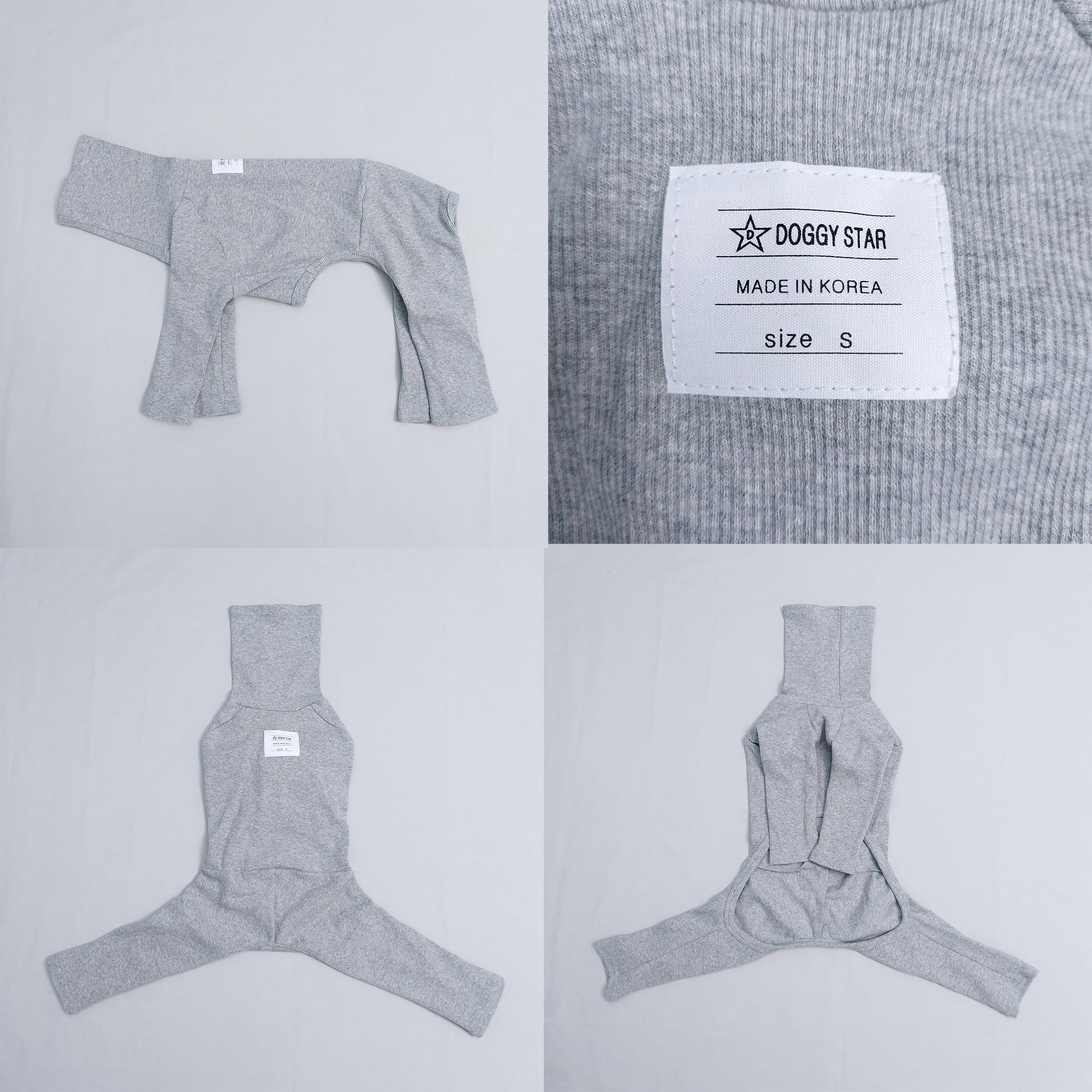 D Doggy Star Italian Greyhound Clothes Stretchable Onesie Whippet For Dog (3Xl,Ribbed Grey)