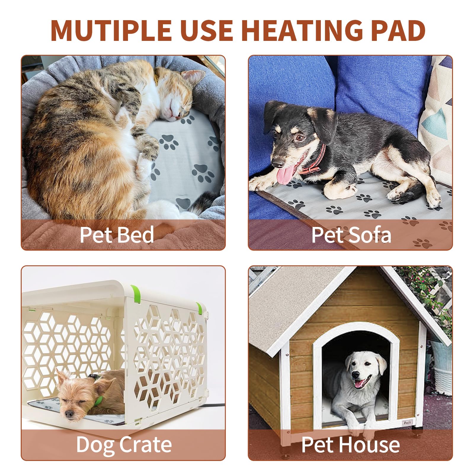 GOLOPET Pet Heating Pad 22x18 in with Smart Thermostat Switch and Power Line Protection Tube,Obtained MET and UL Dual Certificat