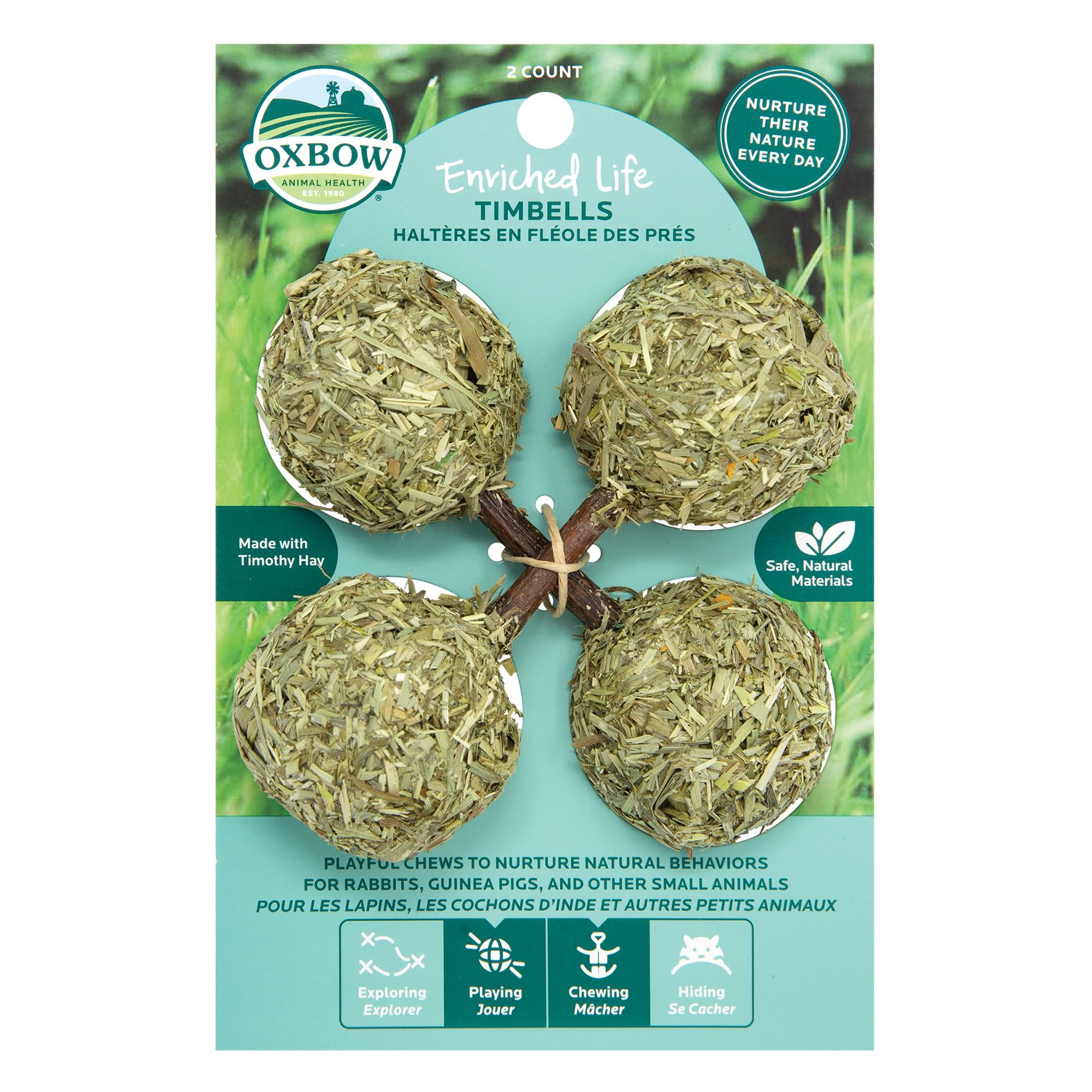 Oxbow Enriched Life Timbells, Rabbit Toys, Guinea Pig Toys, Enrichment for Bunny, Guinea Pig, Hamster, Rabbit, Chinchilla, Timot