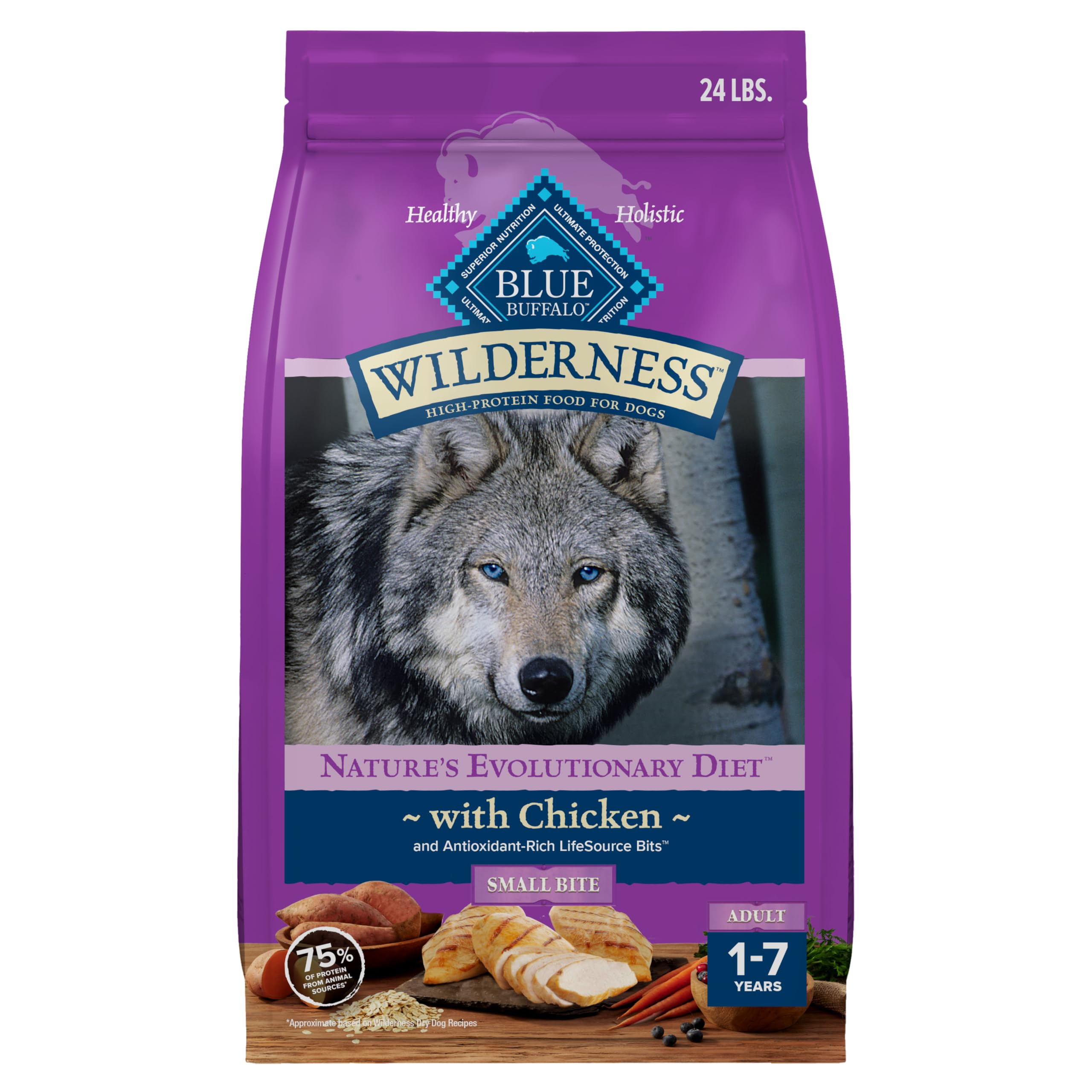Blue Buffalo Wilderness High-Protein Small-Bite Dry Dog Food for Adult Dogs, Made in The USA with Natural Ingredients Plus Whole