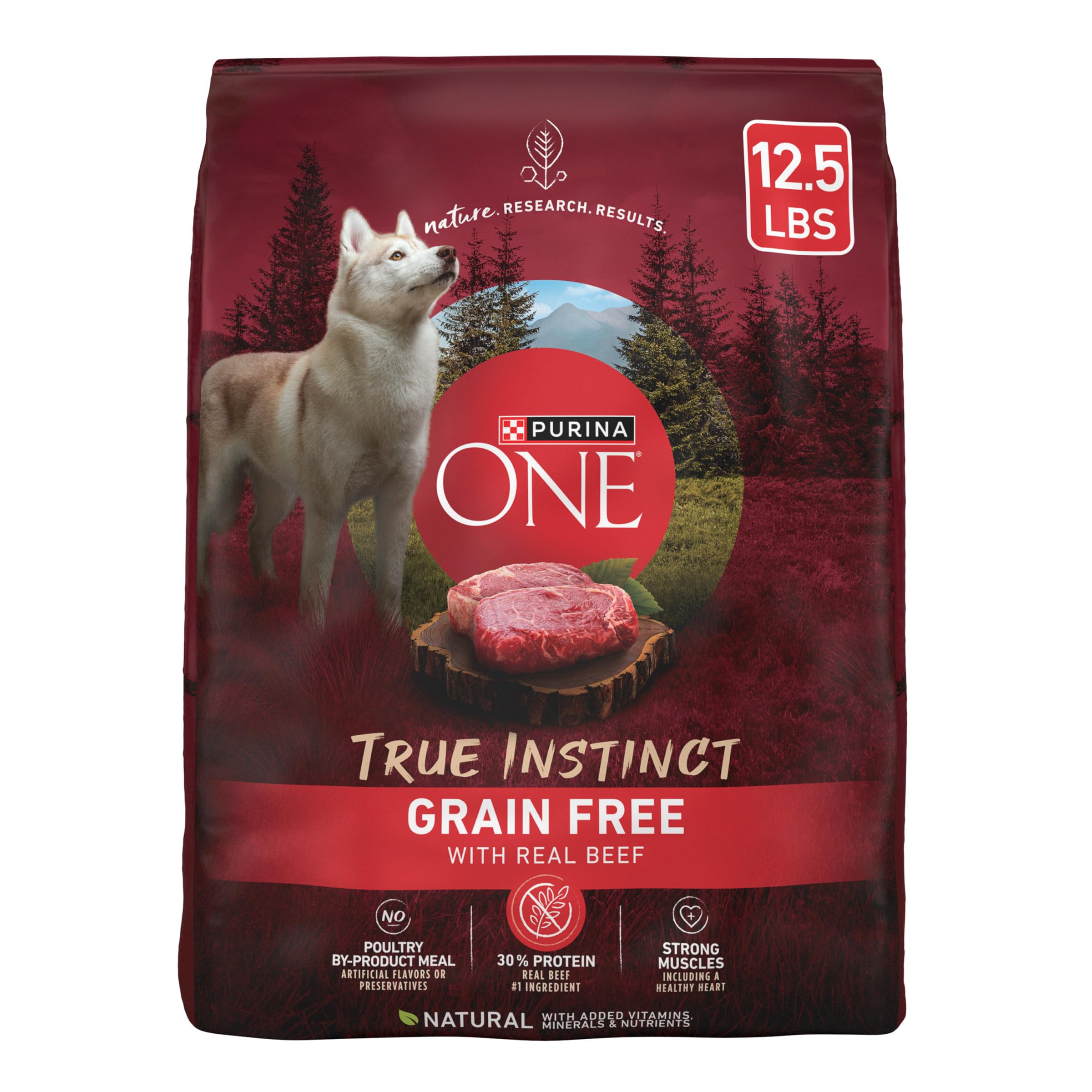 Purina ONE Grain Free Natural High Protein Dry Dog Food Formula True Instinct with Real Beef with Added Vitamins, Minerals and N