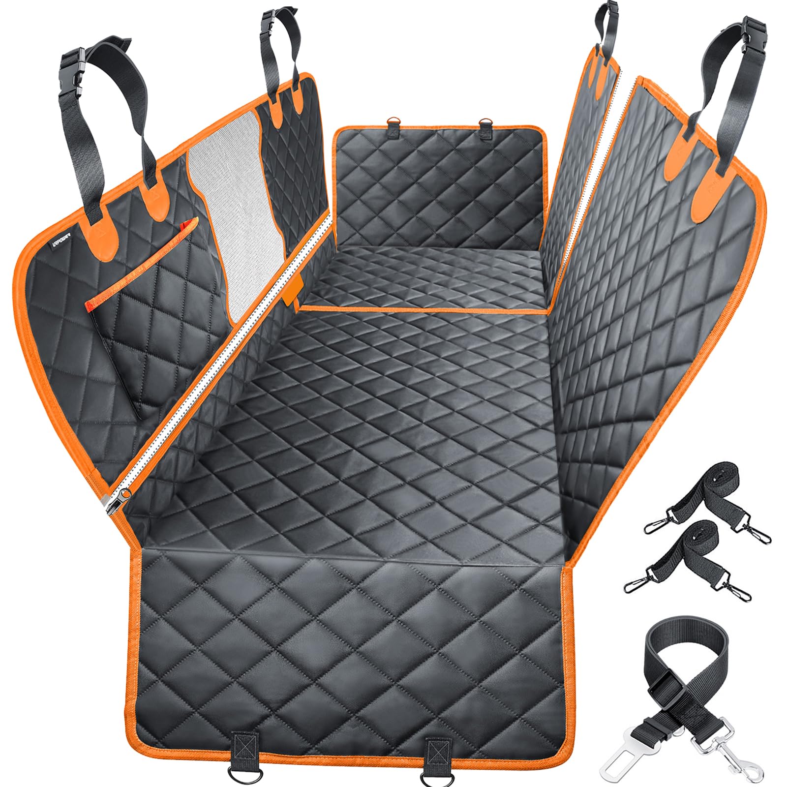 URPOWER 6 in 1 Convertible Dog Car Seat Cover for Back Seat 60/40 Split Dog Seat Cover 100% Waterproof Dog Hammock for Car Nonsl