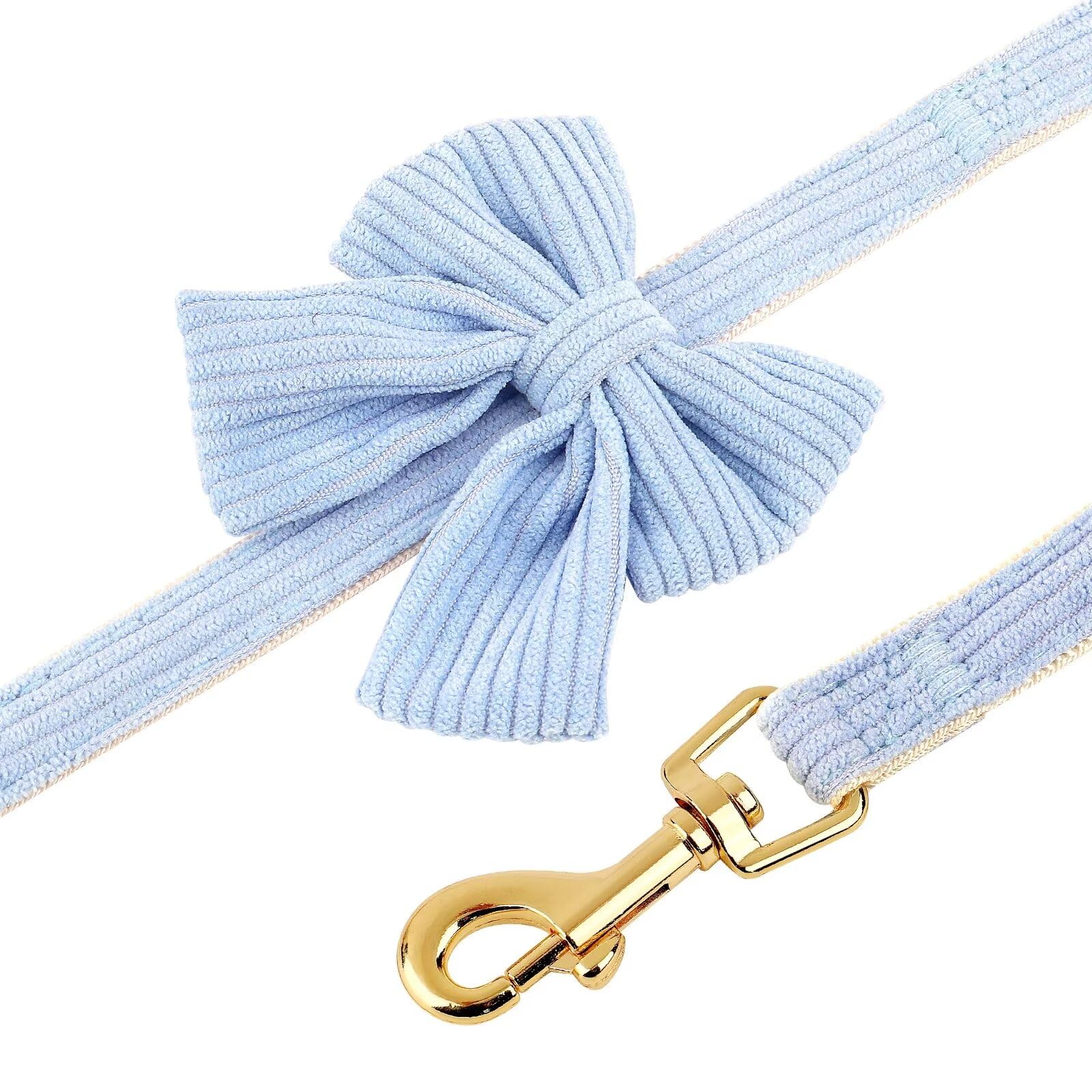 Didog Dog Collar And Leash Set With Bowtie, Girl Dog Collars Metal Buckle Adjustable For Small Medium Dogs(Blue, M)
