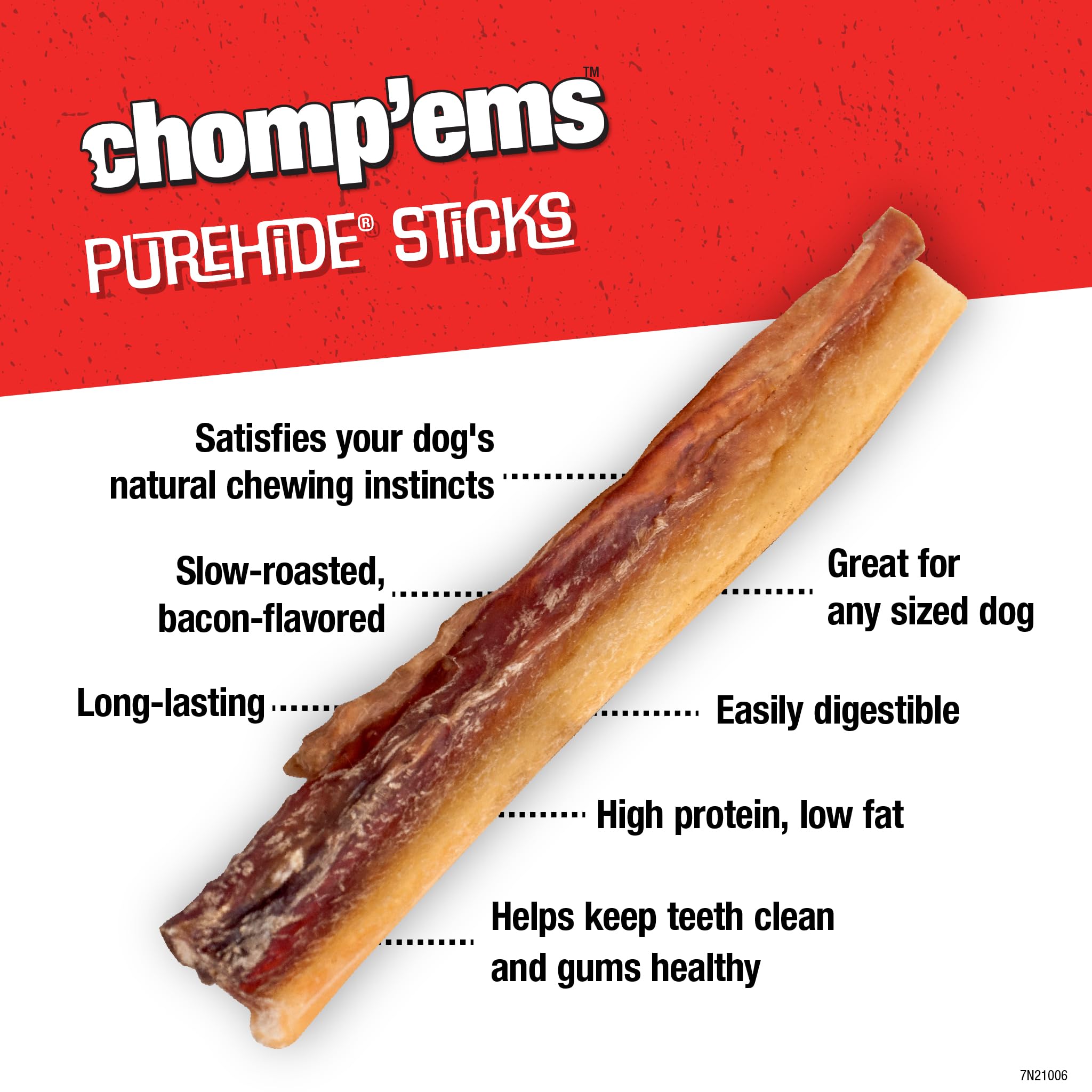 CHOMP 'EMS Purehide Dog Chew Sticks, 12 oz - Healthy Natural Rawhide Chews for Dogs, Model 21006