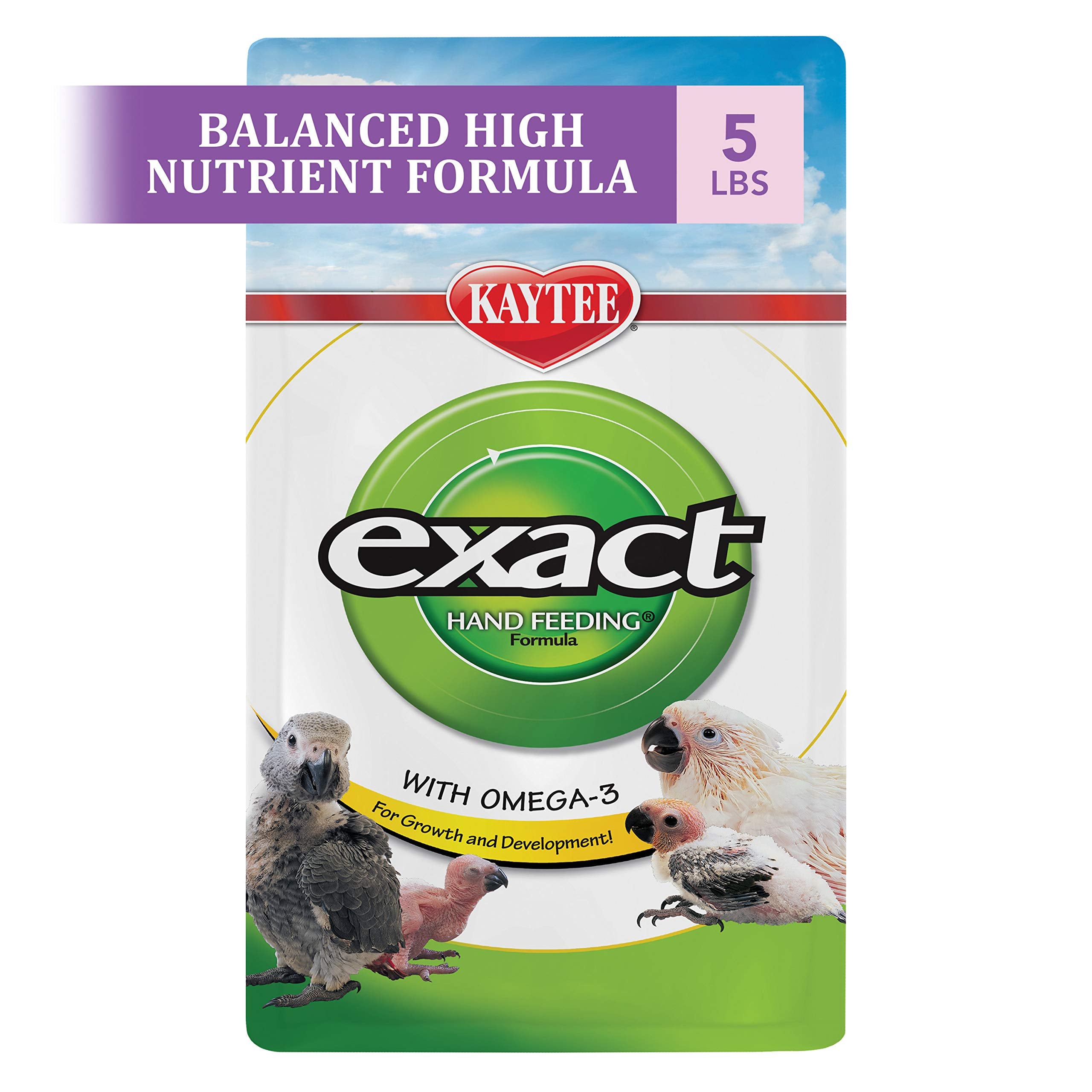 Kaytee Exact Hand Feeding Pet Bird Baby Food For Parrots, Parakeets, Lovebirds, Cockatiels, Conures, Cockatoos, and Macaws, 5 Po