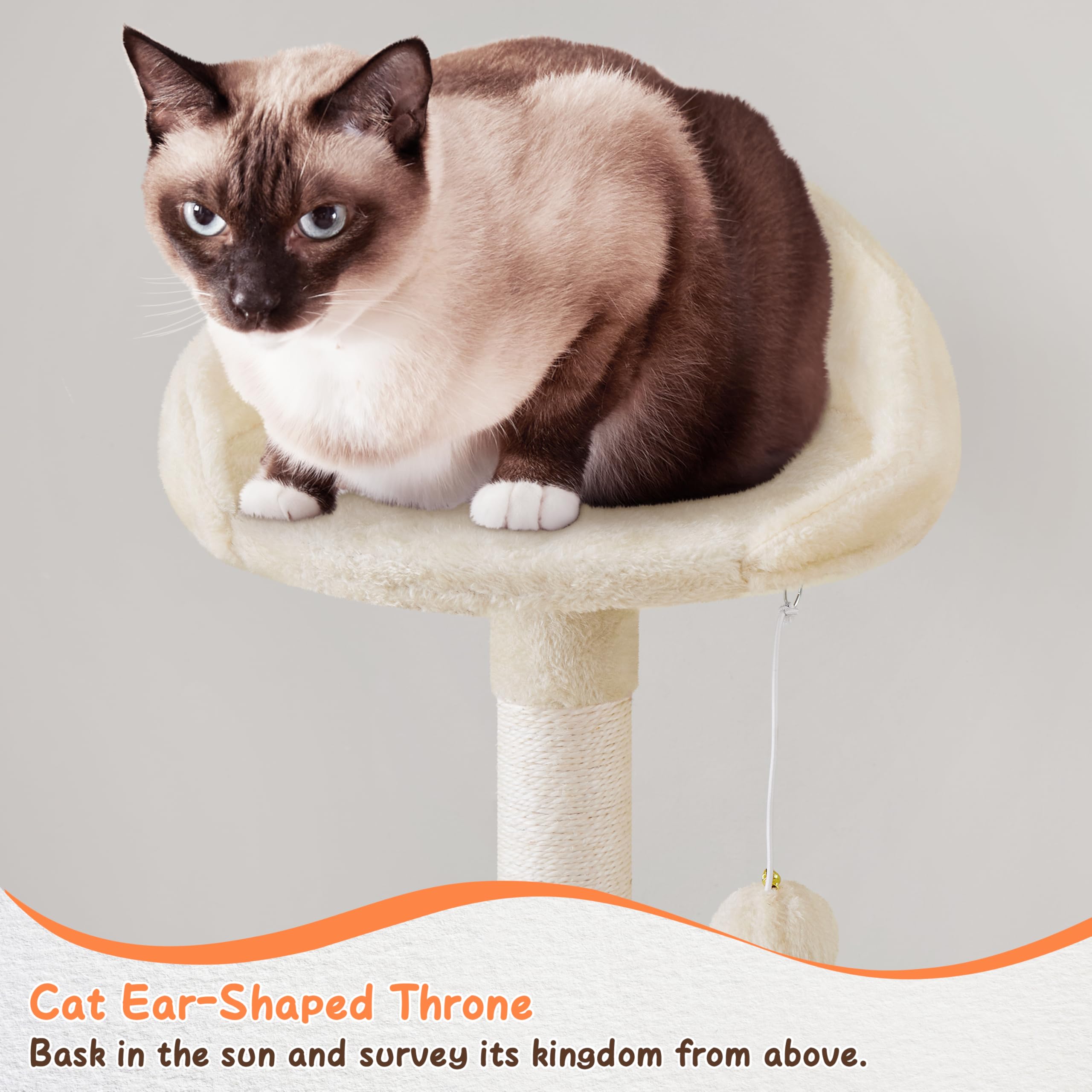 Yaheetech Extra Large Cat Tree Condo 63.5in Beige Plush & Sisal with Scratching Post & Hammock, Model YT-00093597-63