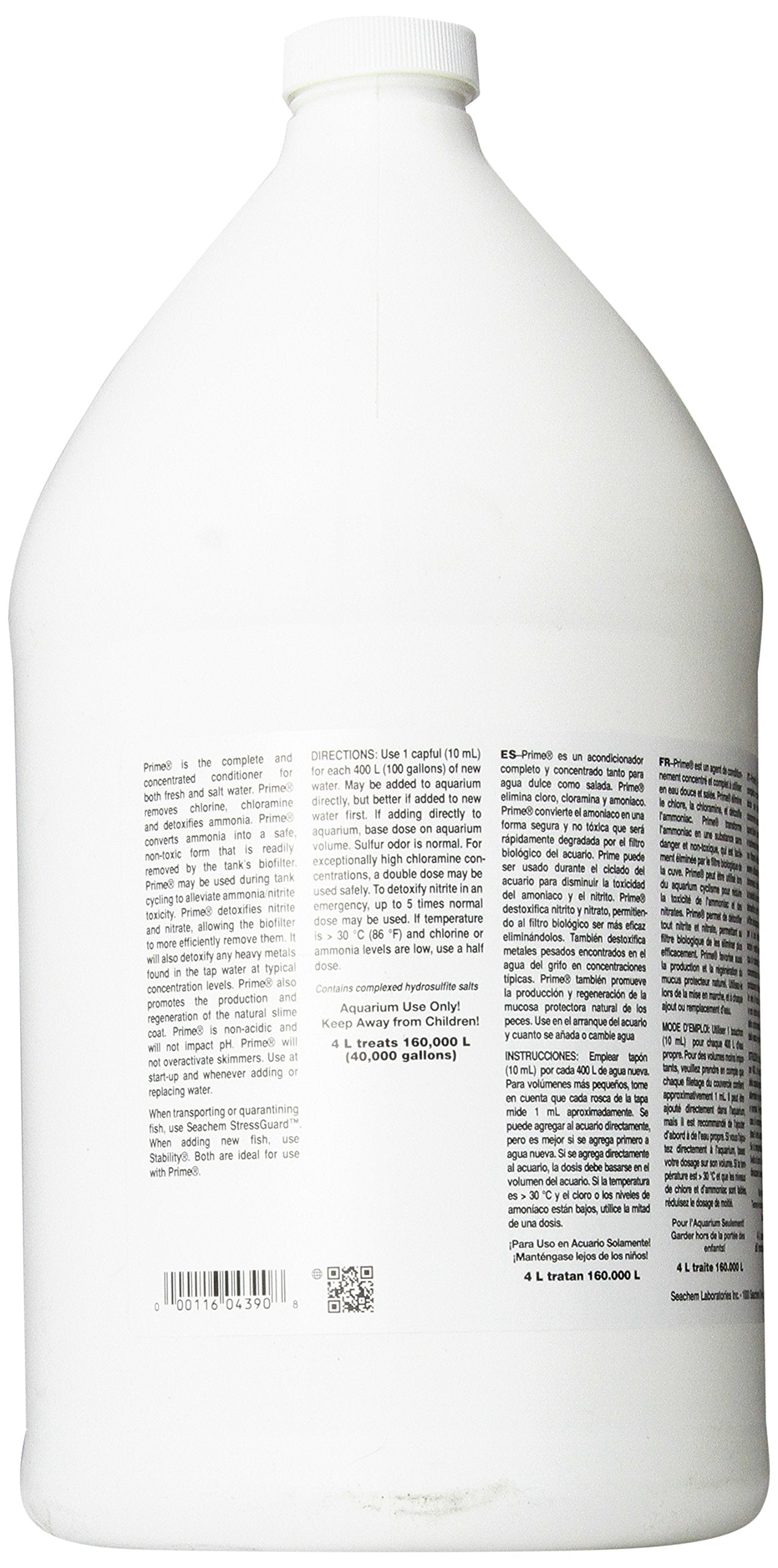 Seachem Prime Fresh & Saltwater Conditioner - Detoxifier 1 Gal - Clear Plastic