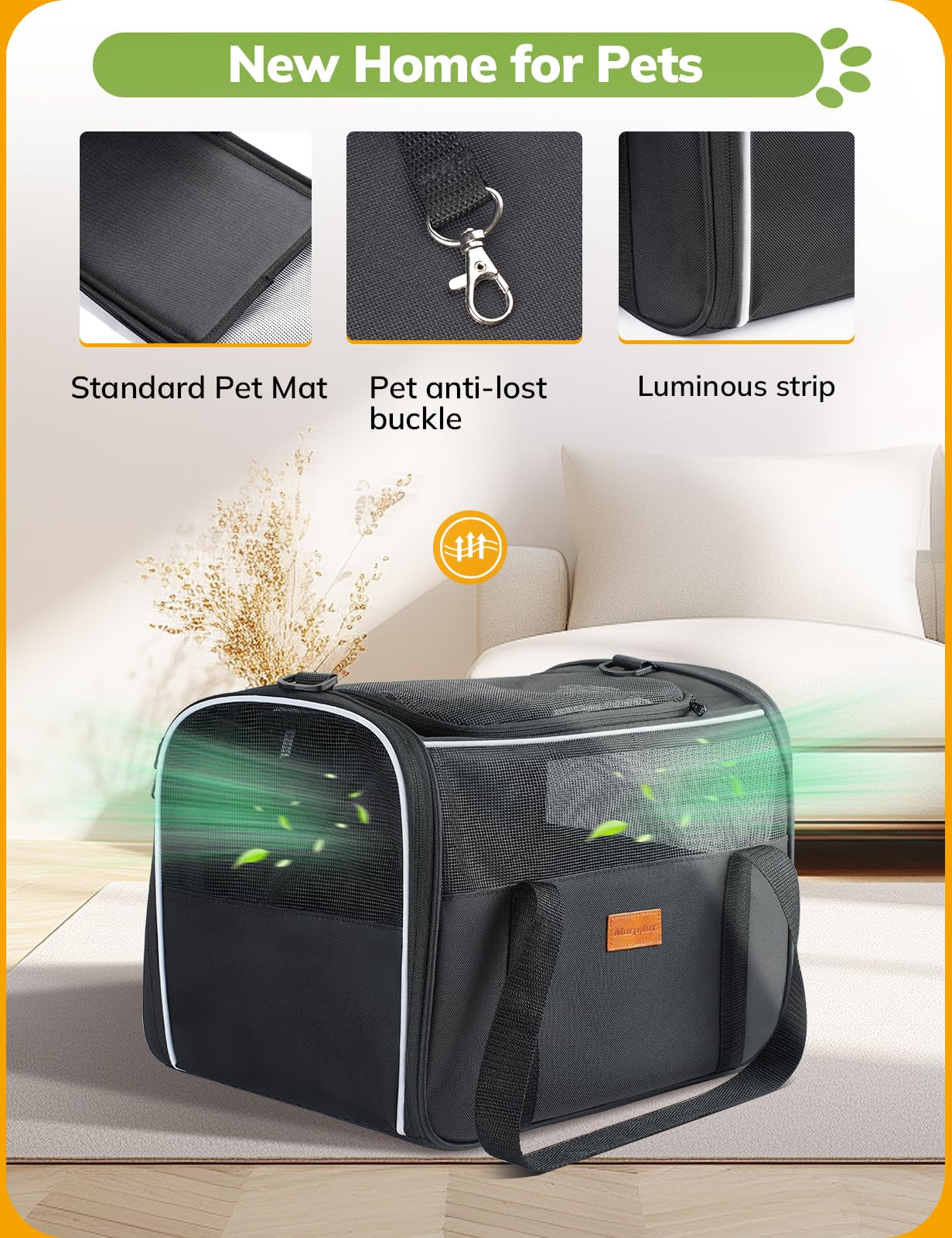 Morpilot Cat Carrier Soft - Portable Pet Carrier For Small Or Medium Cats, Dogs And Puppy Up To 14Lbs, Airline Approved Dog Carr
