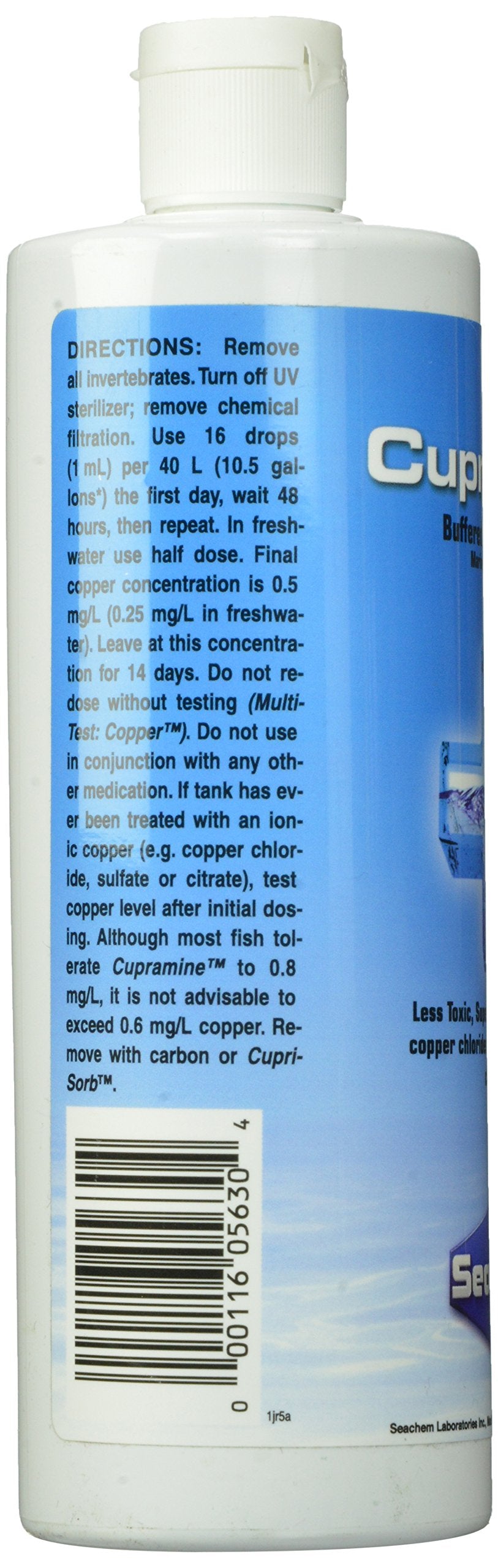 Seachem Cupramine 500 mL / 17 fl. oz. - Blue Copper Treatment for Aquariums