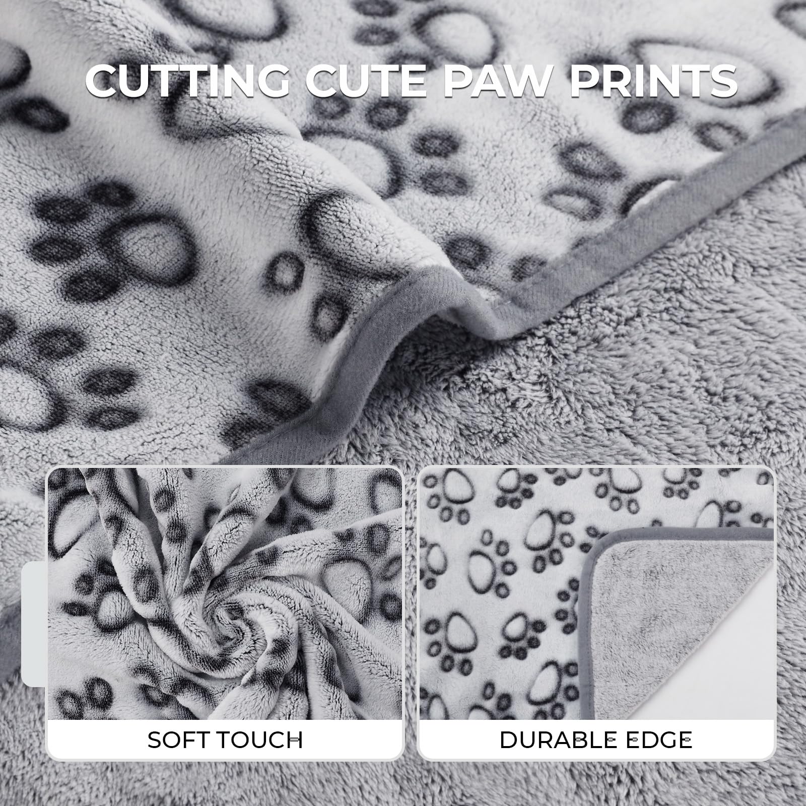 Luciphia Premium Soft Dog Blanket For Small Medium Large Dogs Washable 300Gsm Fluffy Warm Fleece Puppy Cat Paw Print Pet Flannel