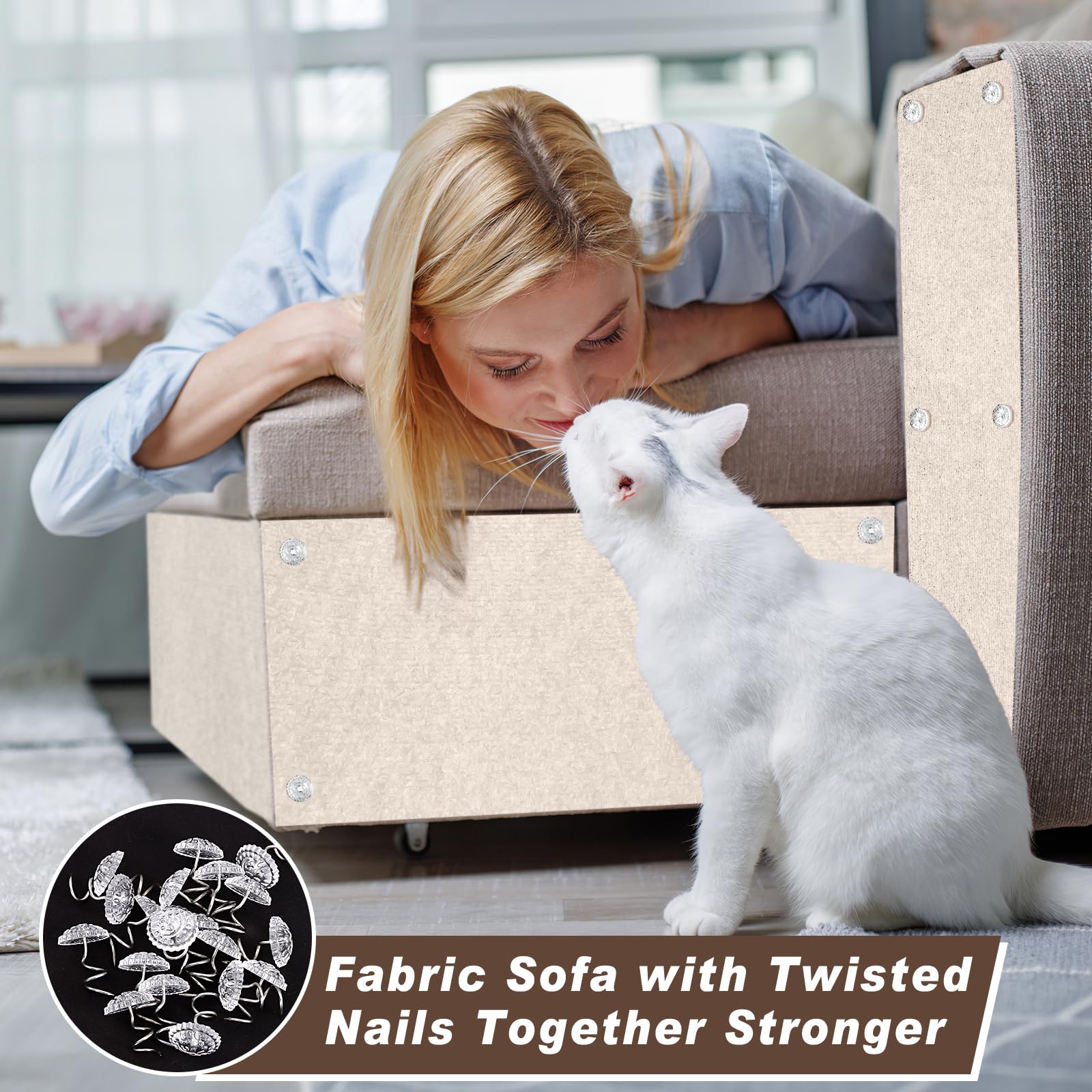 Cat Scratching Mat, 118 X 15.8 Self-Adhesive Trimmable Cat Scratching Carpet Mat With 20 Screws, Diy Cat Scratchers Furnitur
