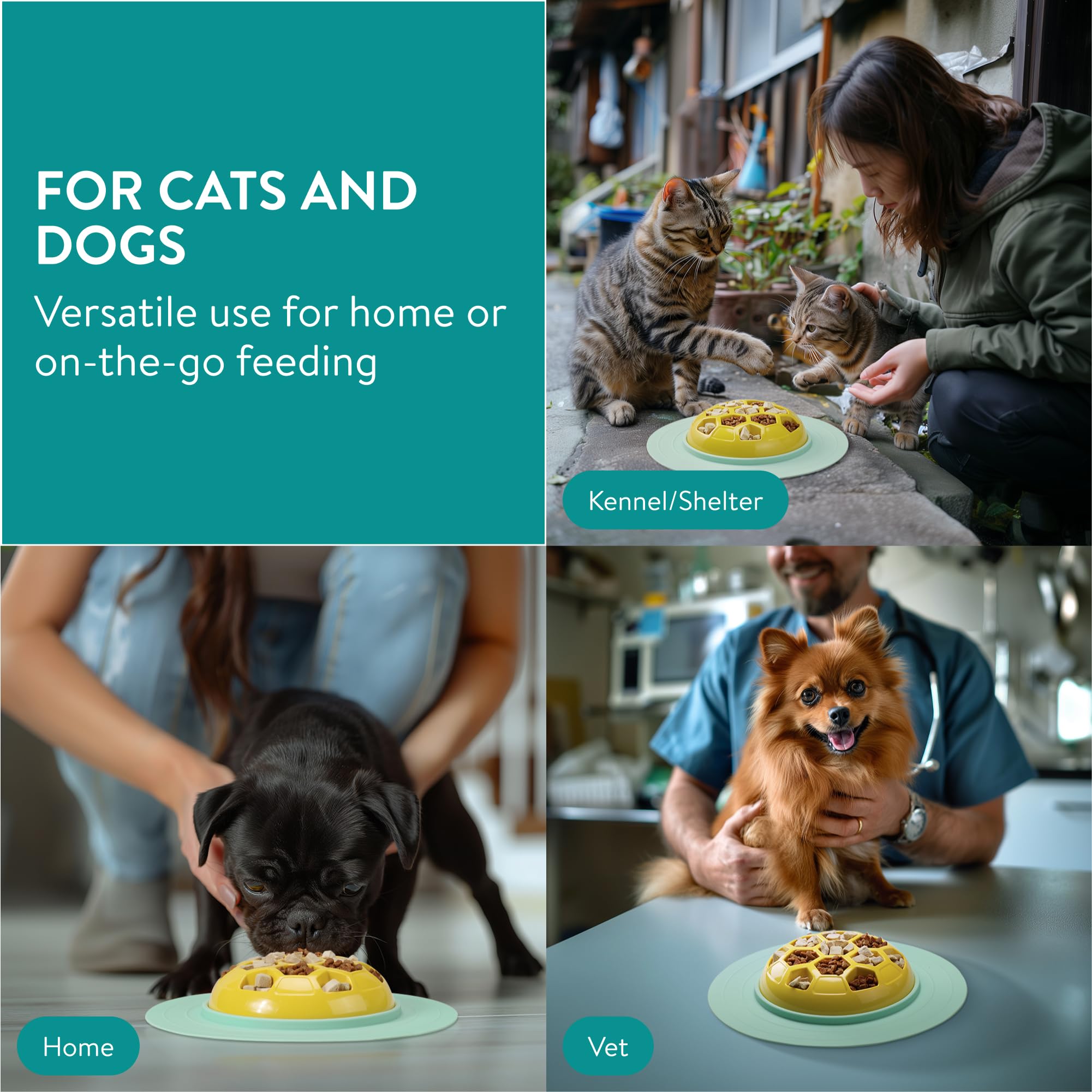Navaris Honeycomb Slow Eating Dog Bowl - Anti-Slip, Dishwasher Safe Design - Dog, Puppy, and Cat Puzzle Feeder - Durable, Separa