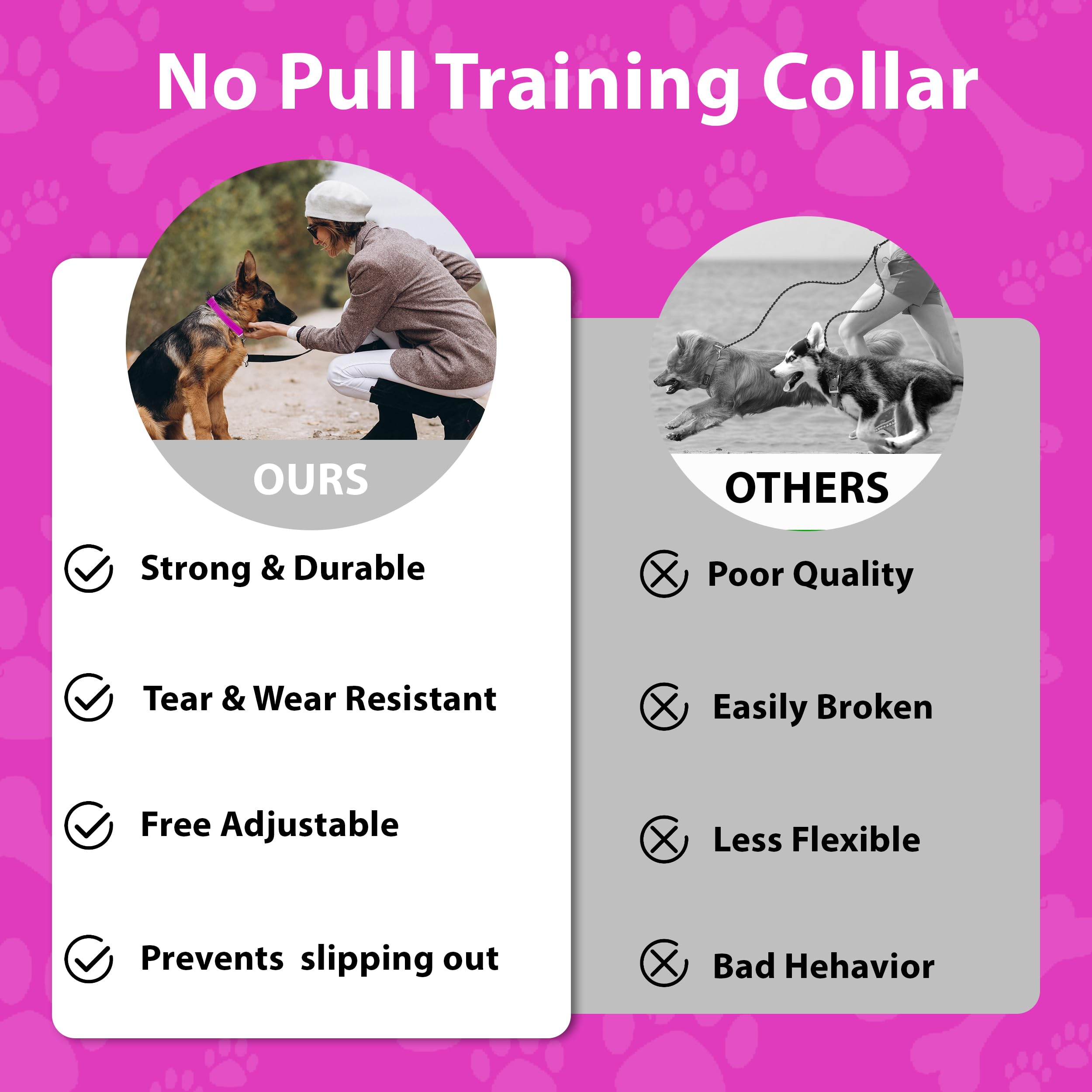 Seyezo Martingale Dog Collar, Slip Martingale Collar For Dogs With No Buckle, Reflective Pet Trainning Collar For Small Medium L