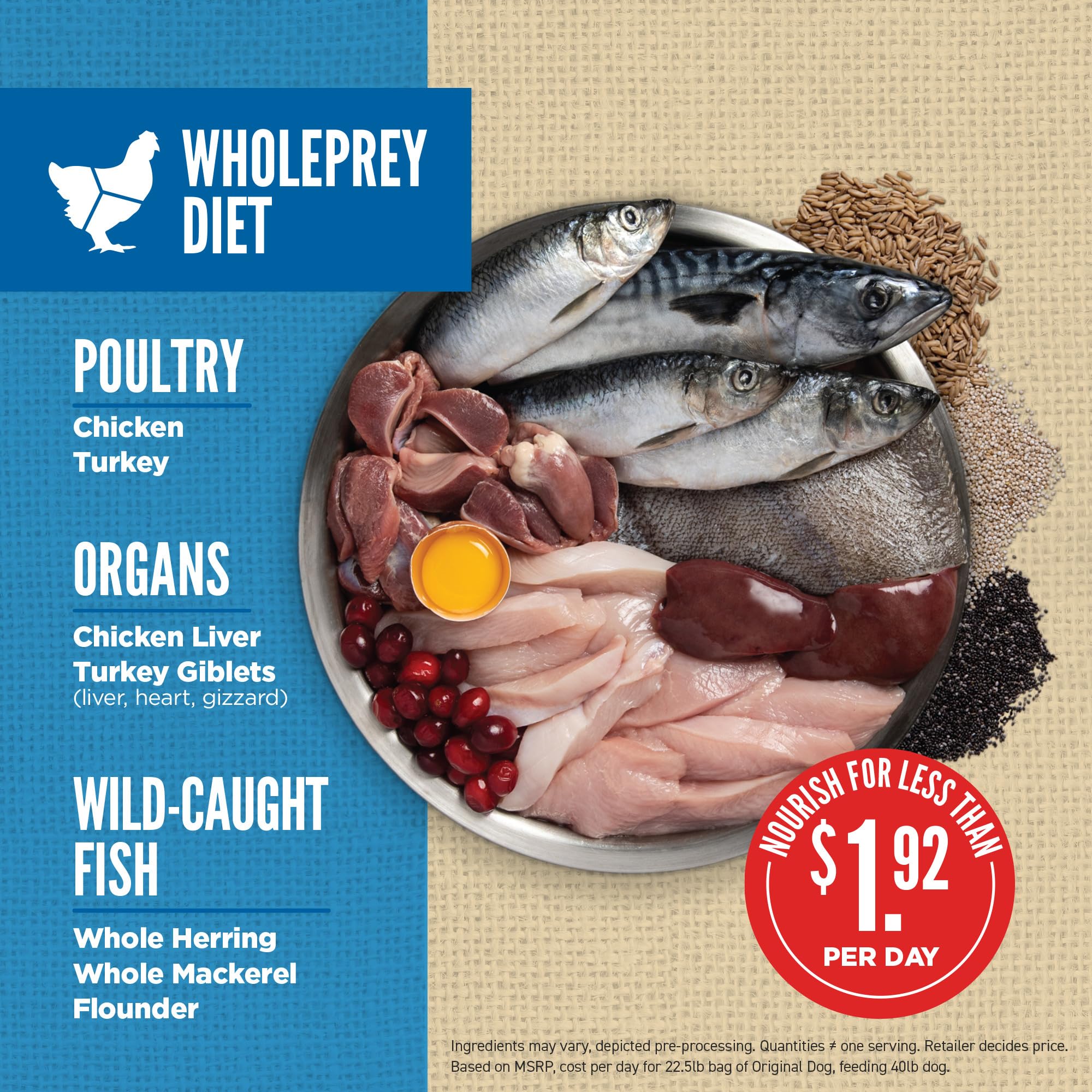 ORIJEN Original Dry Dog Food, High Protein, 4 lb, Fresh Ingredients, Blue