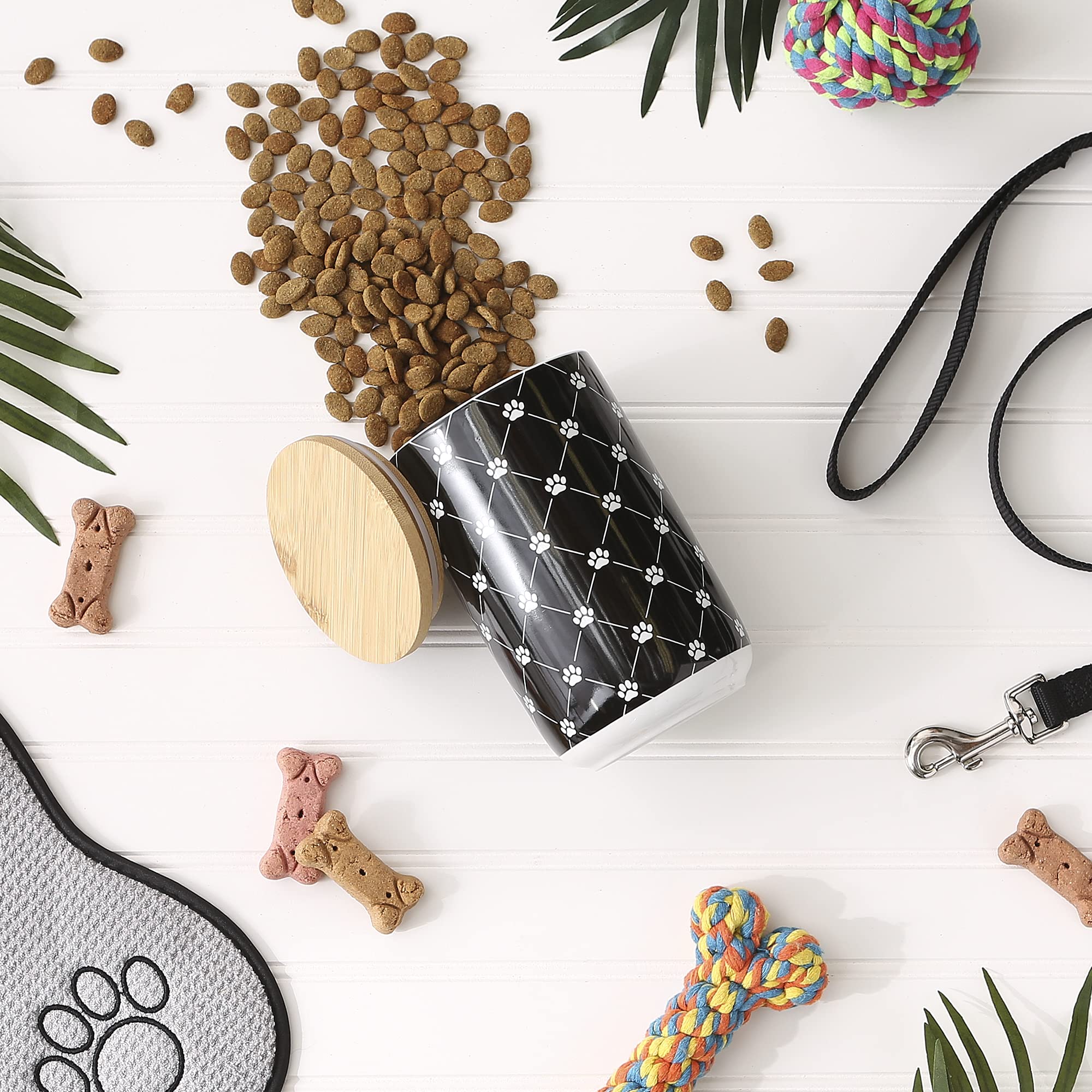 DII Black Trellis Paw Ceramic Treat Canister