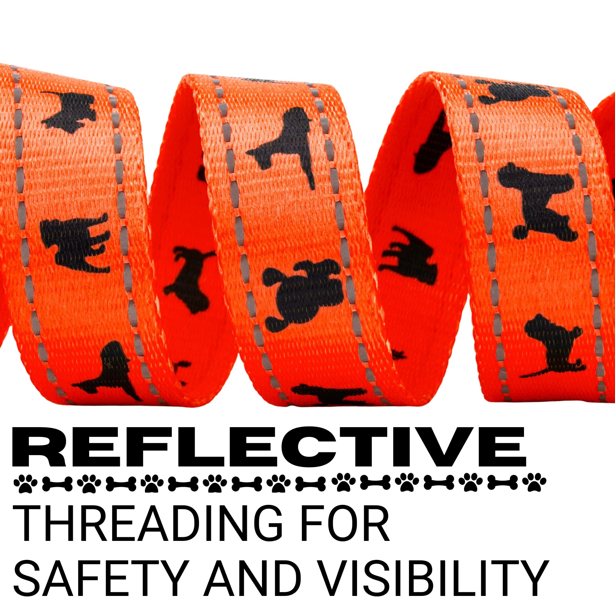 Ecobark Dog Leash - Soft & Reflective Comfort Training Leashes With Padded Handle - Strong Durable Heavy Duty - Training And Pulling For Small, Medium Or Large Dogs (Orange)