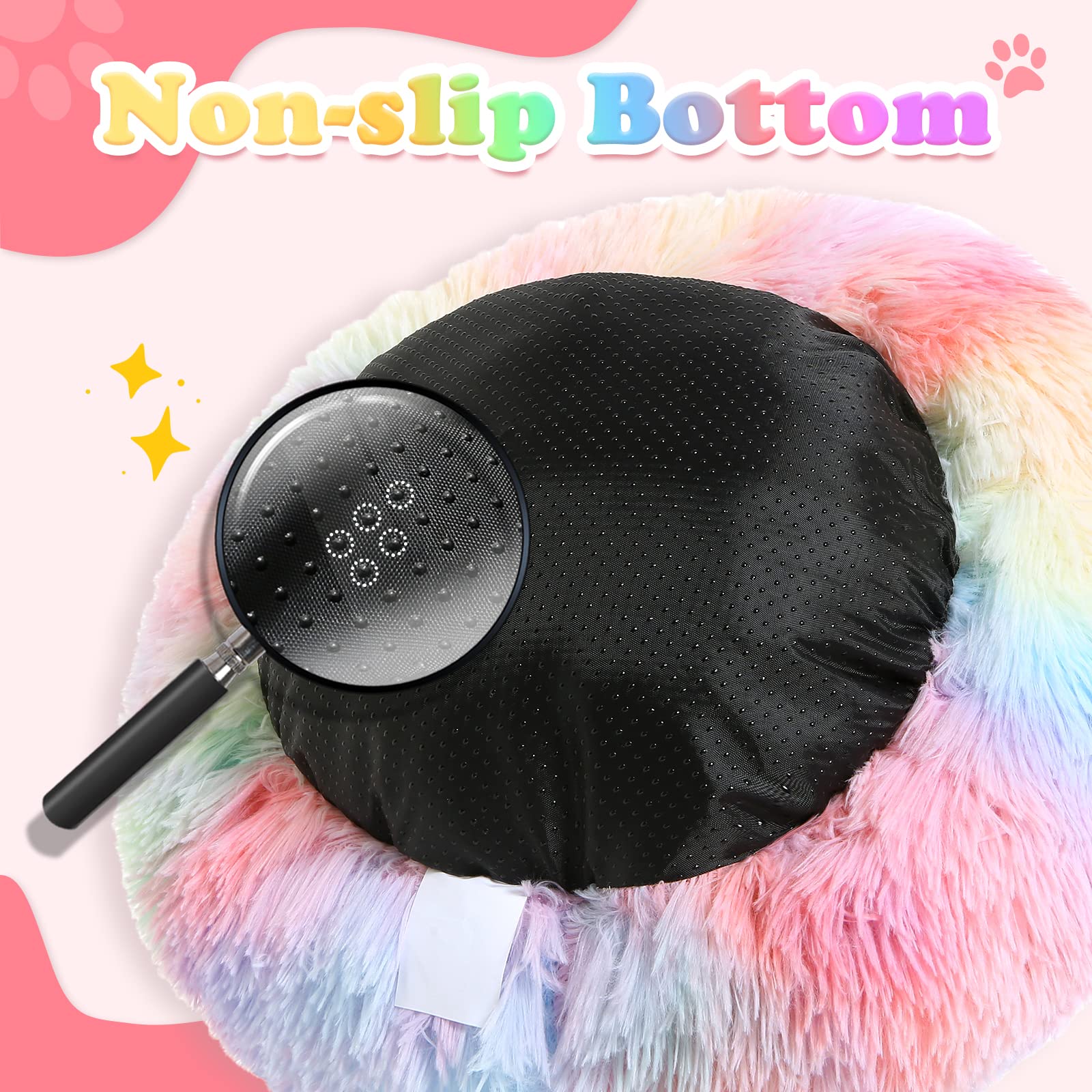 Jollyvogue Dog Beds, Calming Small Dog Bed, Anti-Anxiety Dog Bed For Small Dogs, Fluffy Donut Dog Bed, Cozy Dog Cat Cushion Bed For Small Medium Dogs (24')