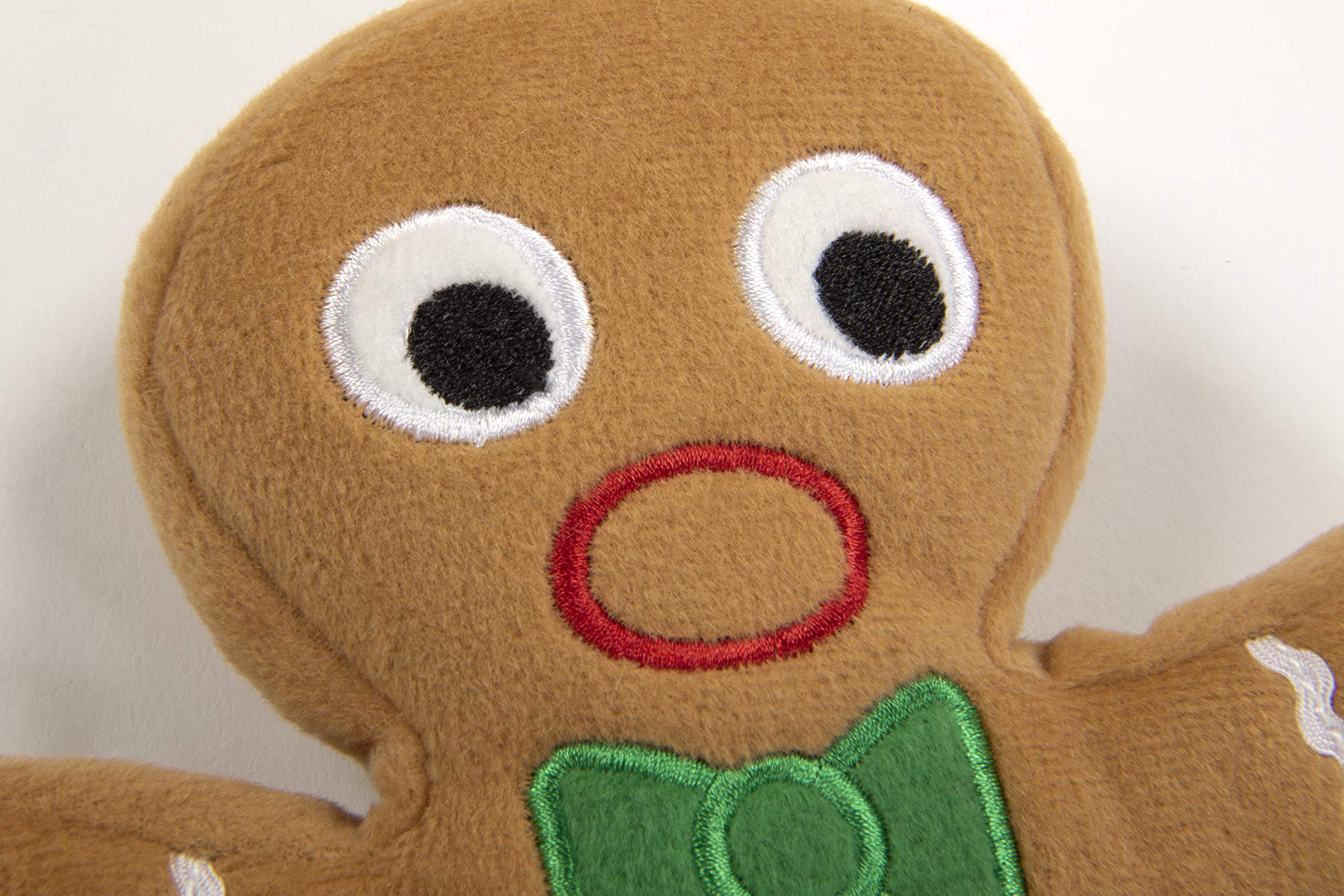 Godog Christmas Gingerbread Man Squeaky Plush Dog Toy, Chew Guard Technology - Brown, Large