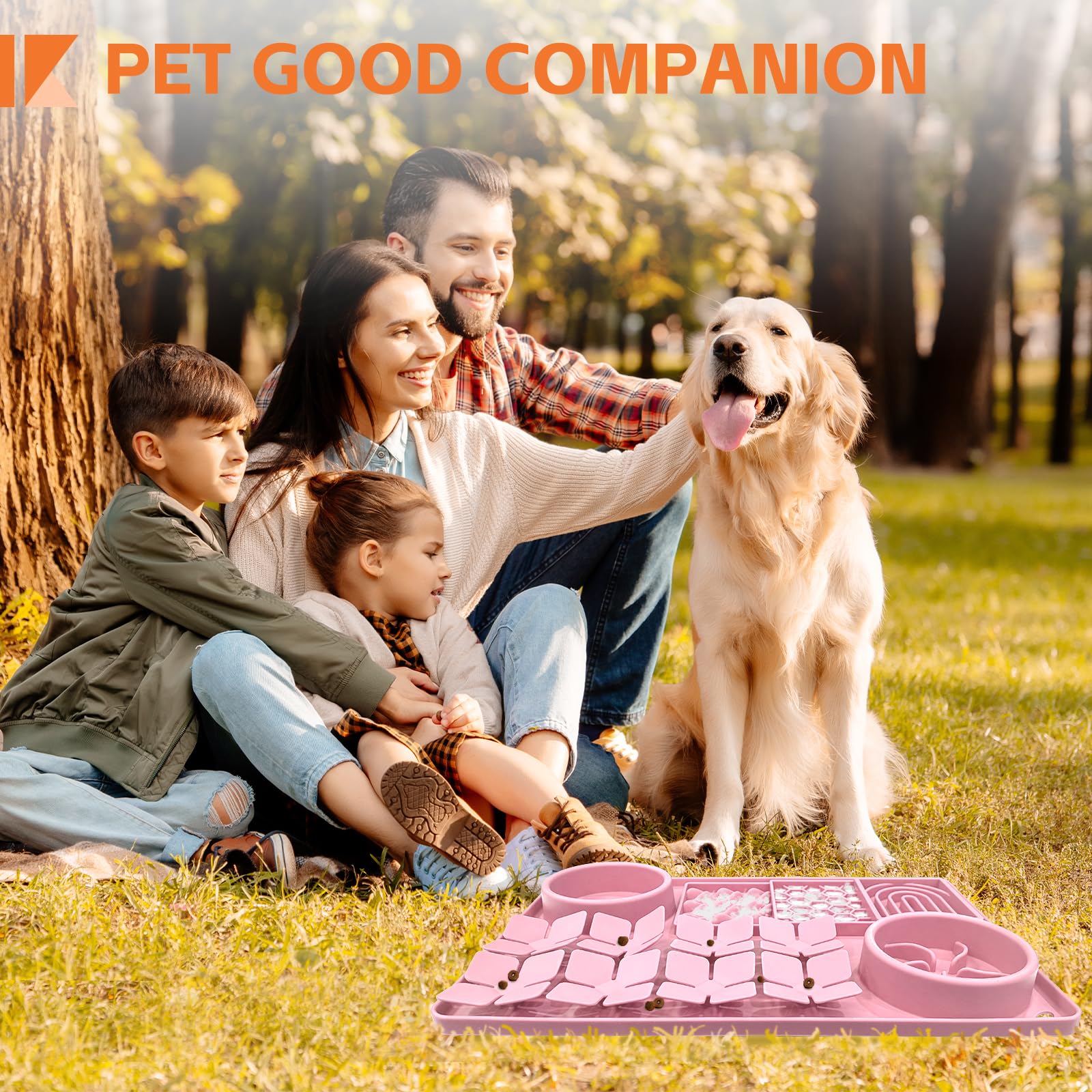 Lick Mat for Dogs Cats Includes Brush and Scraper, Snuffle Mat Silicone Anti-chocking Pet Dish, Non-Slip Dog Licking Bowl Intera