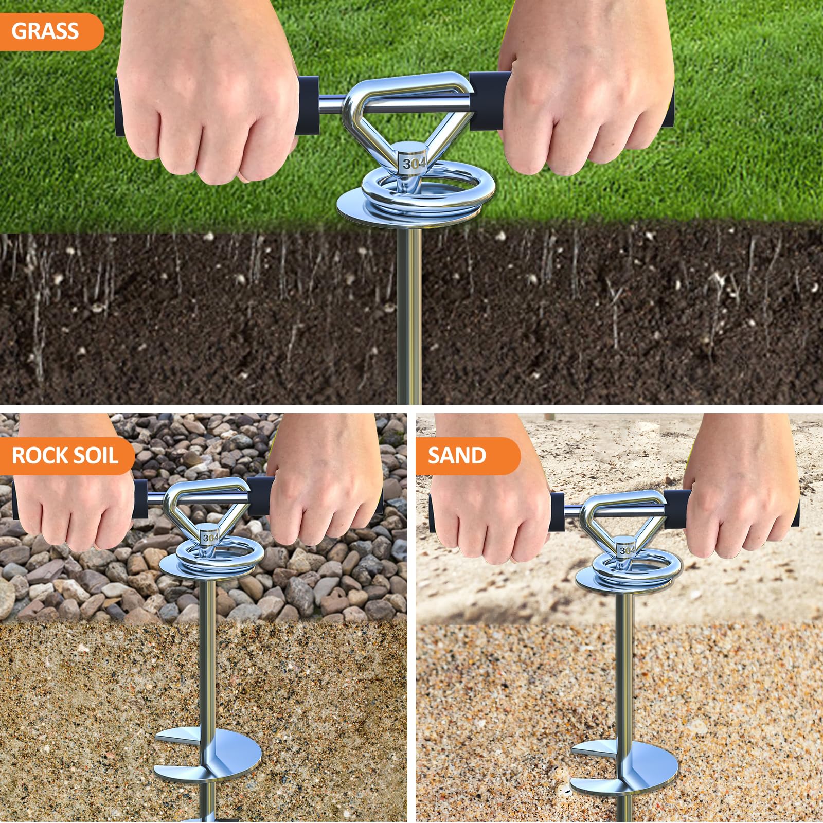 Dog Stake and 45ft Cable, 360 Swivel Runner for Yard, Anchors for Large Dogs up to 150 lbs, Heavy Duty Tie Out for Sand/Beach