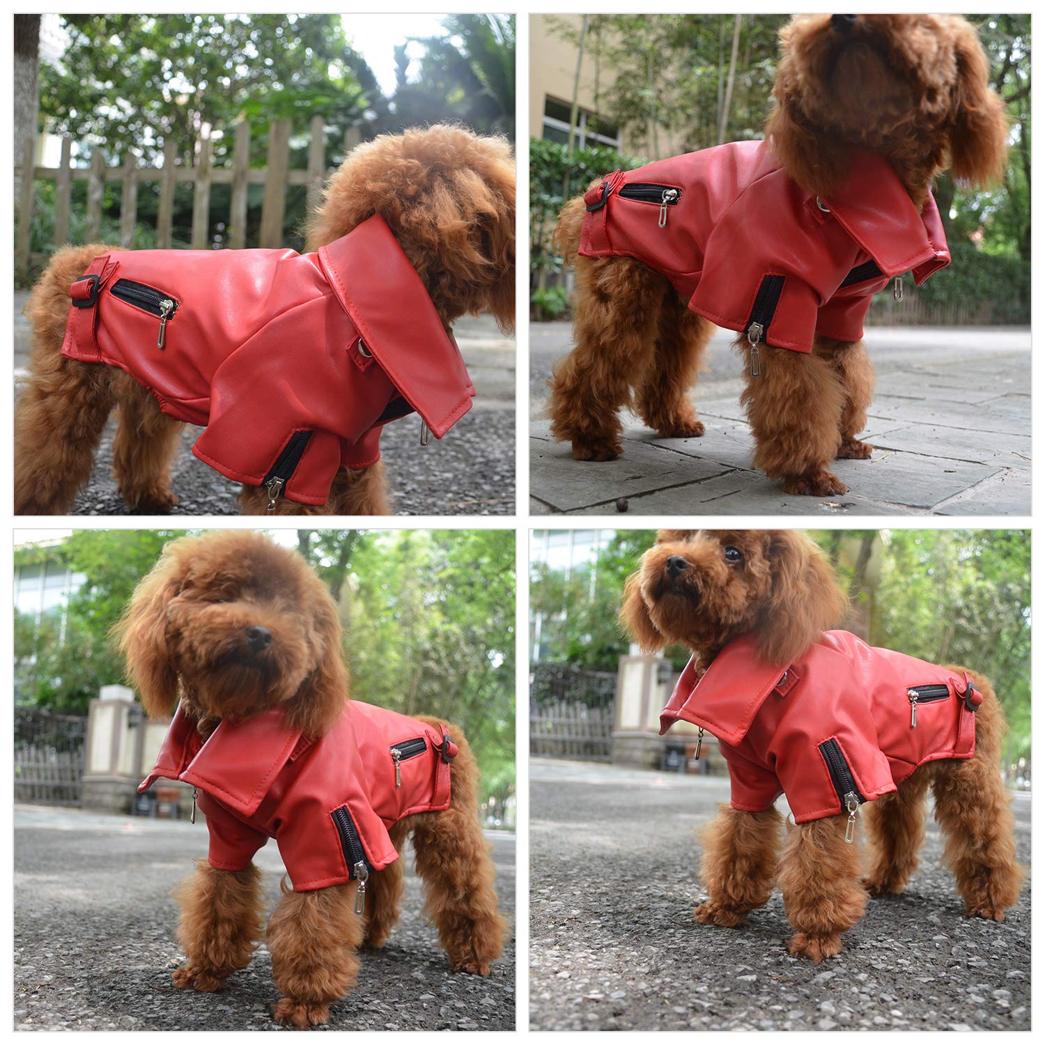Lovelonglong Cool Dog Leather Jacket, Warm Coats Dogs Windproof Cold Weather Coats For Large Medium Small Dogs, Toy Poodle Cloth