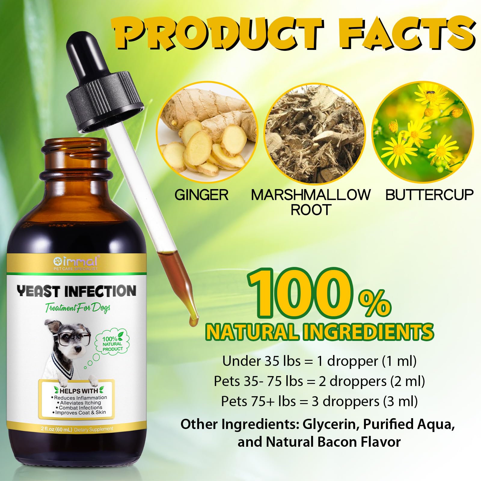 Yeast Infection Treatment for Dogs, Naturally Supports Dog Healthy Itch Relief, Ear Infection Treatment, Dogs Allergy Relief, In