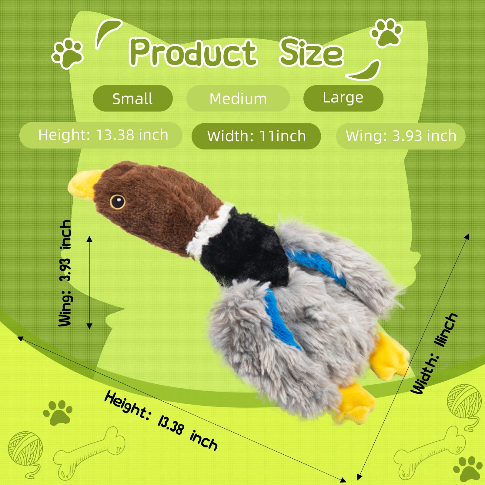Calibonbon 2-Pack Stuffing-Free Squeaky Dog Toys for Small & Medium Dogs - Hollow Body Plush Ducks with 6 Total Squeakers | Dura