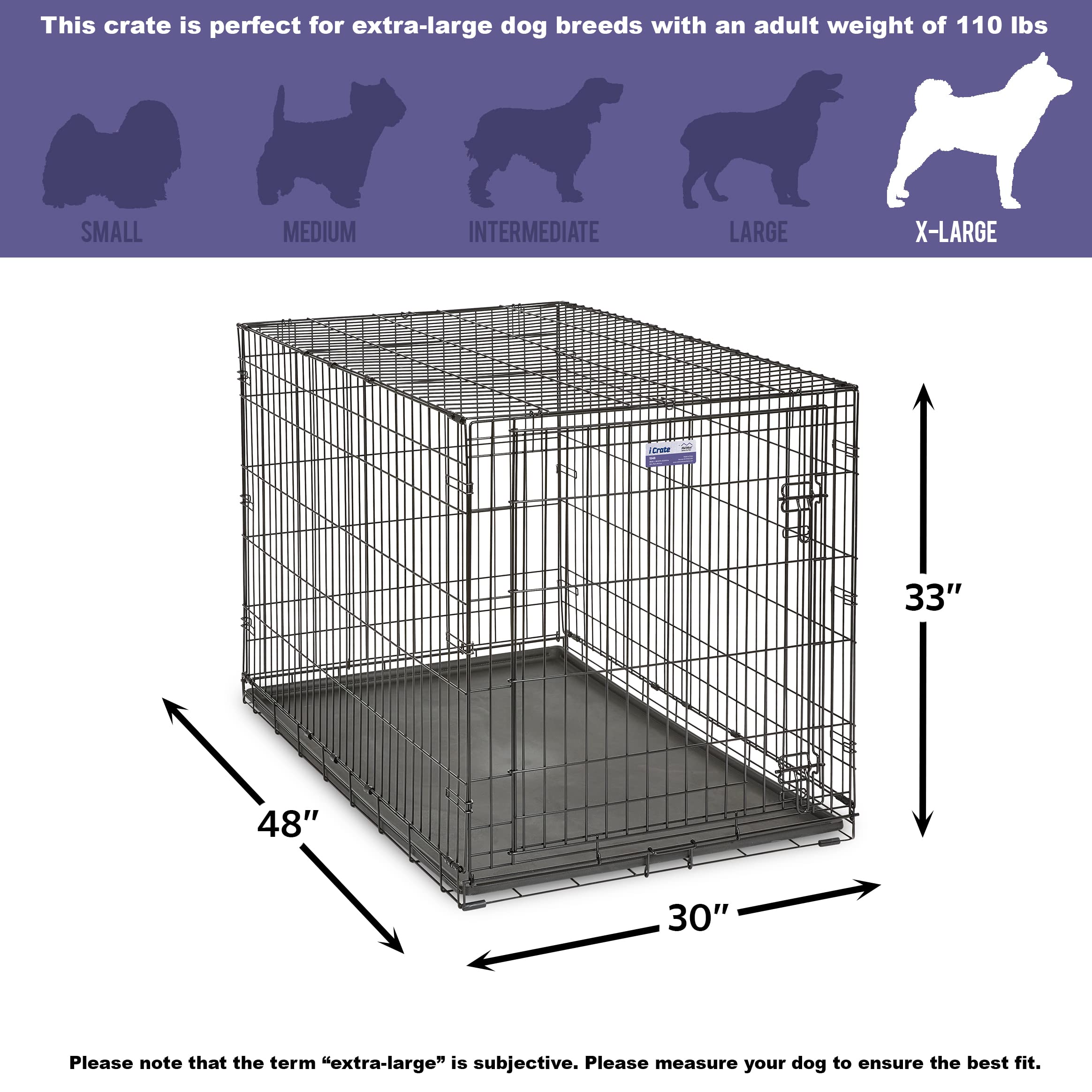 Midwest Homes For Pets Newly Enhanced Single Door Icrate Dog Crate, Includes Leak-Proof Pan, Floor Protecting Feet, Divider Panel & New Patented Features