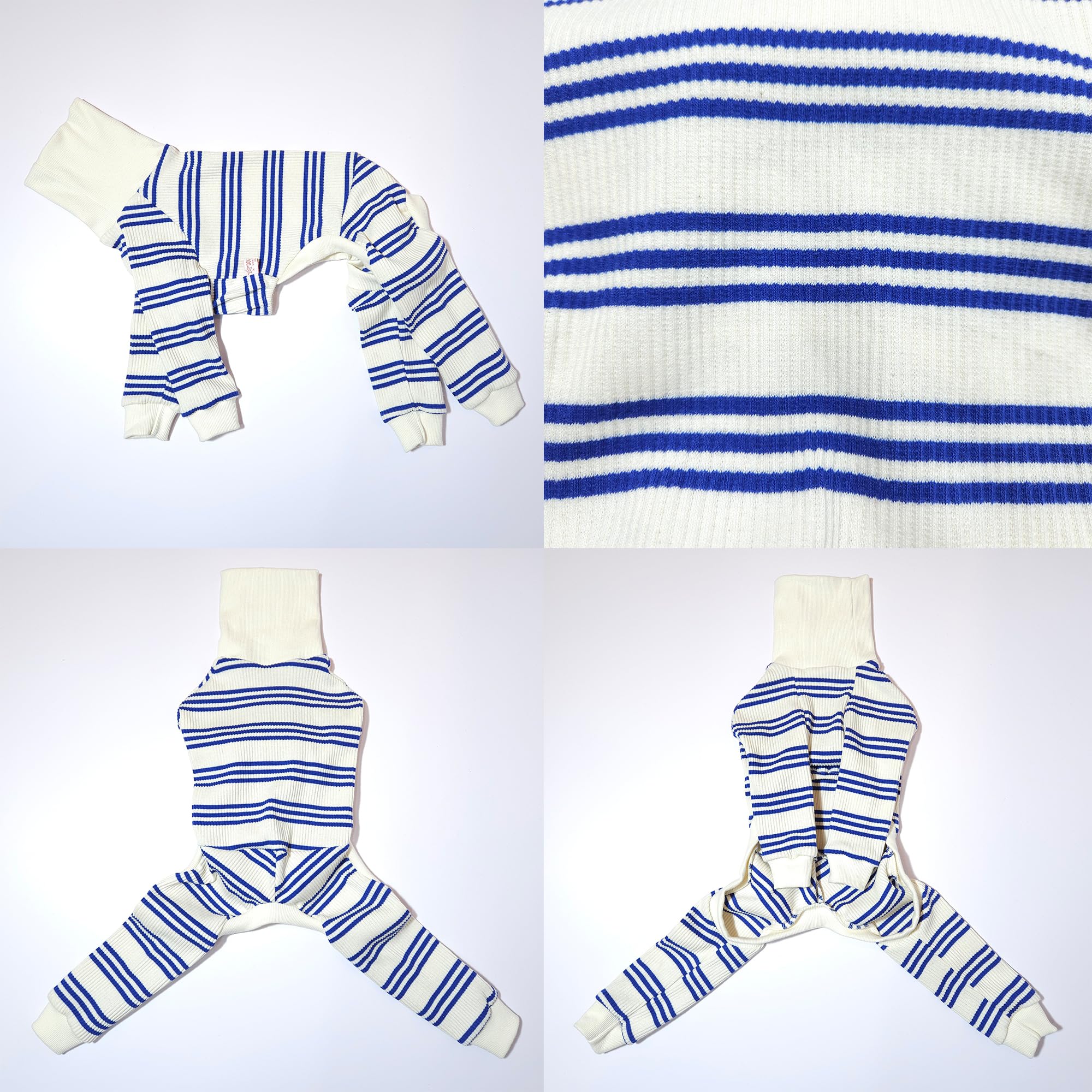 D Doggy Star Italian Greyhound Clothes Soft Stretchy Onesie Refined Stripe Outfit Whippet For Dog Coat (M,Onsi Blue Str)