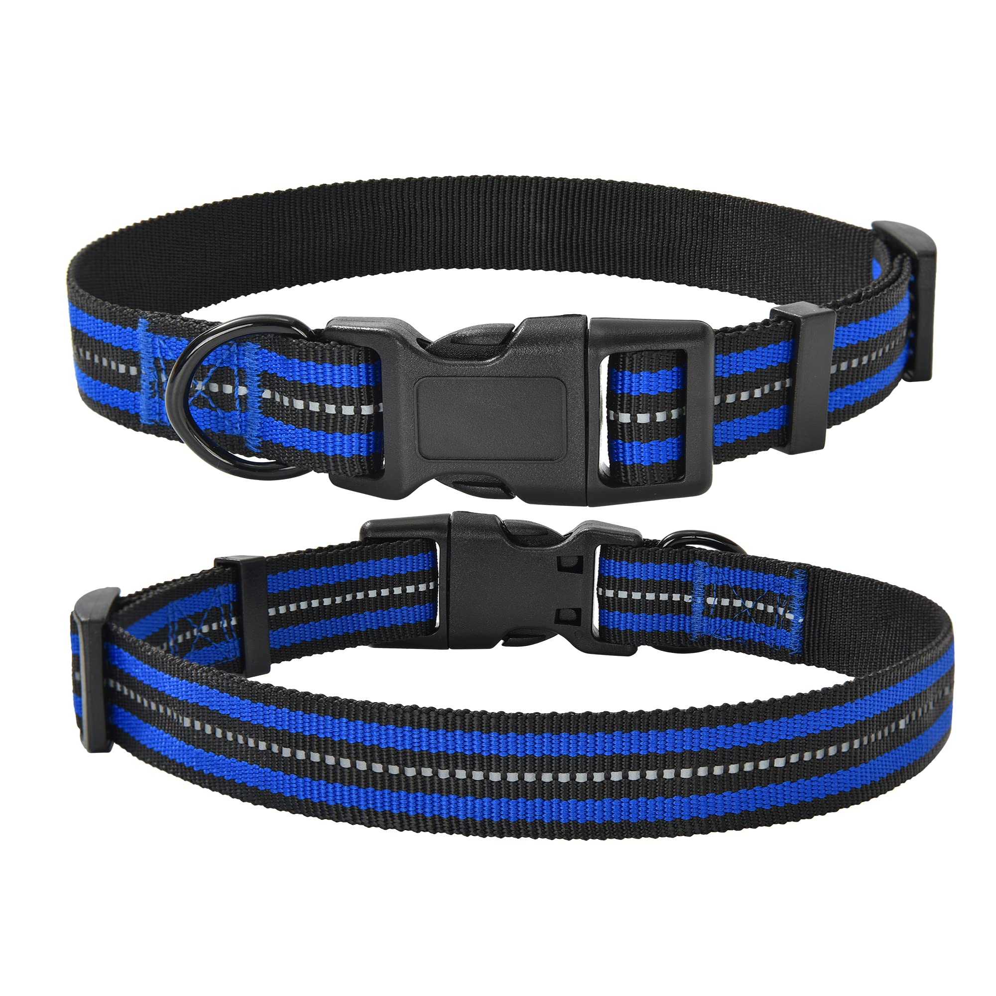 Mile High Life Reflective Dog Collar | Nylon Pet Collars Wiith Buckle | Light Weight Puppy Collars | Blue Dog Collars For Small 