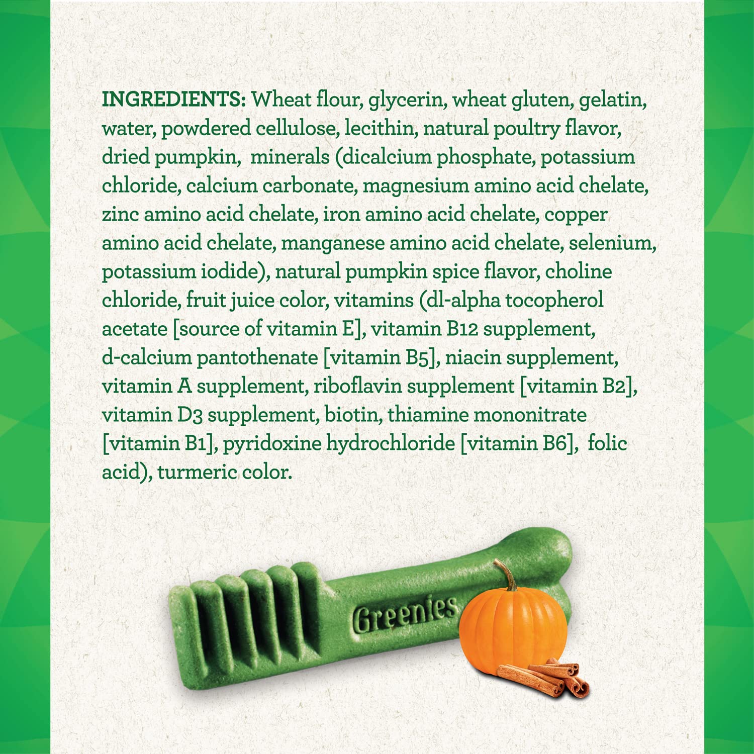 Greenies Regular Natural Dog Dental Care Chews Oral Health Dog Treats, Pumpkin Spice Flavor, 12 oz. (12 Treats)