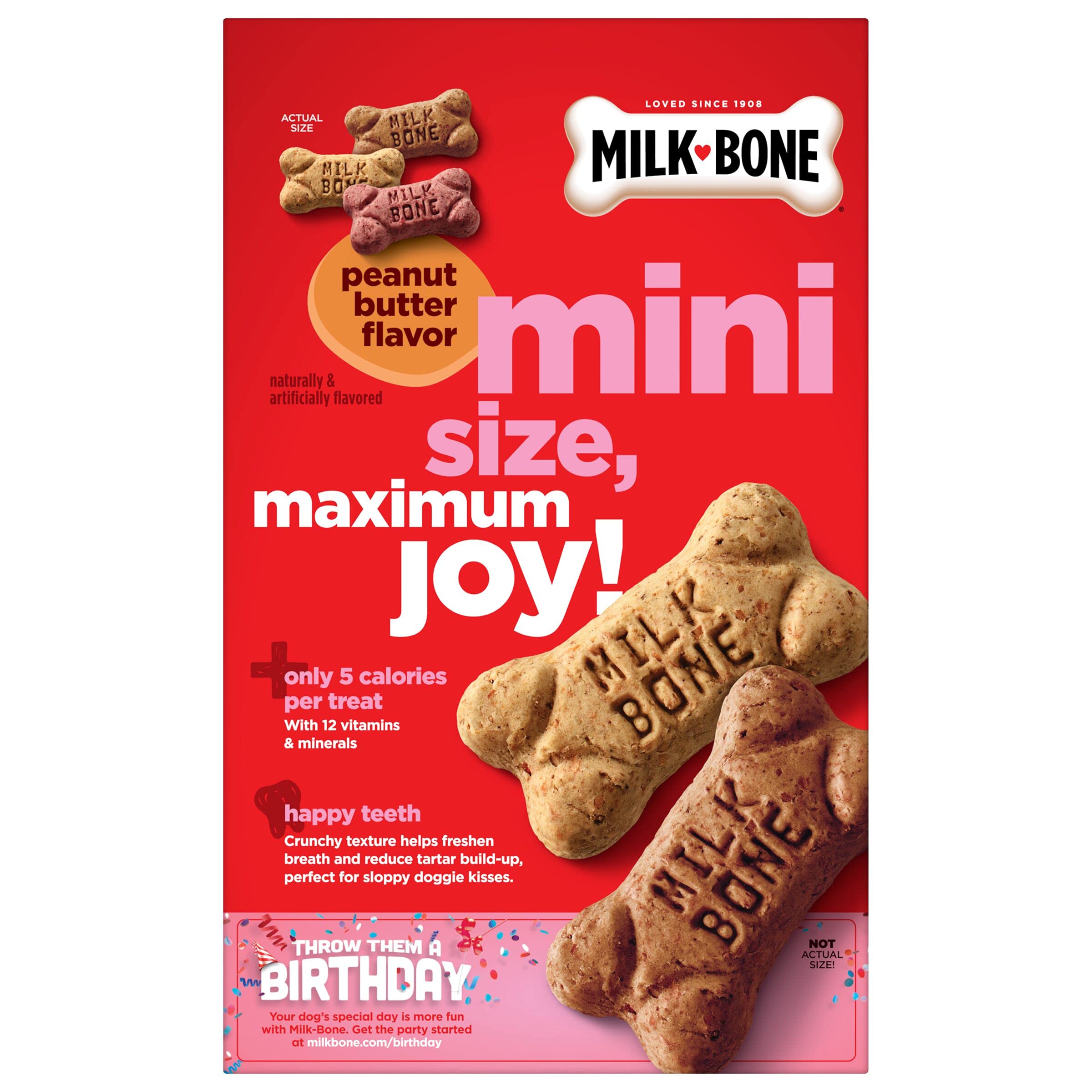 Milk-Bone Minis Peanut Butter Flavor Dog Treats for All Size Dogs, 15 Ounce (Pack of 6), Crunchy Texture Helps Freshen Breath