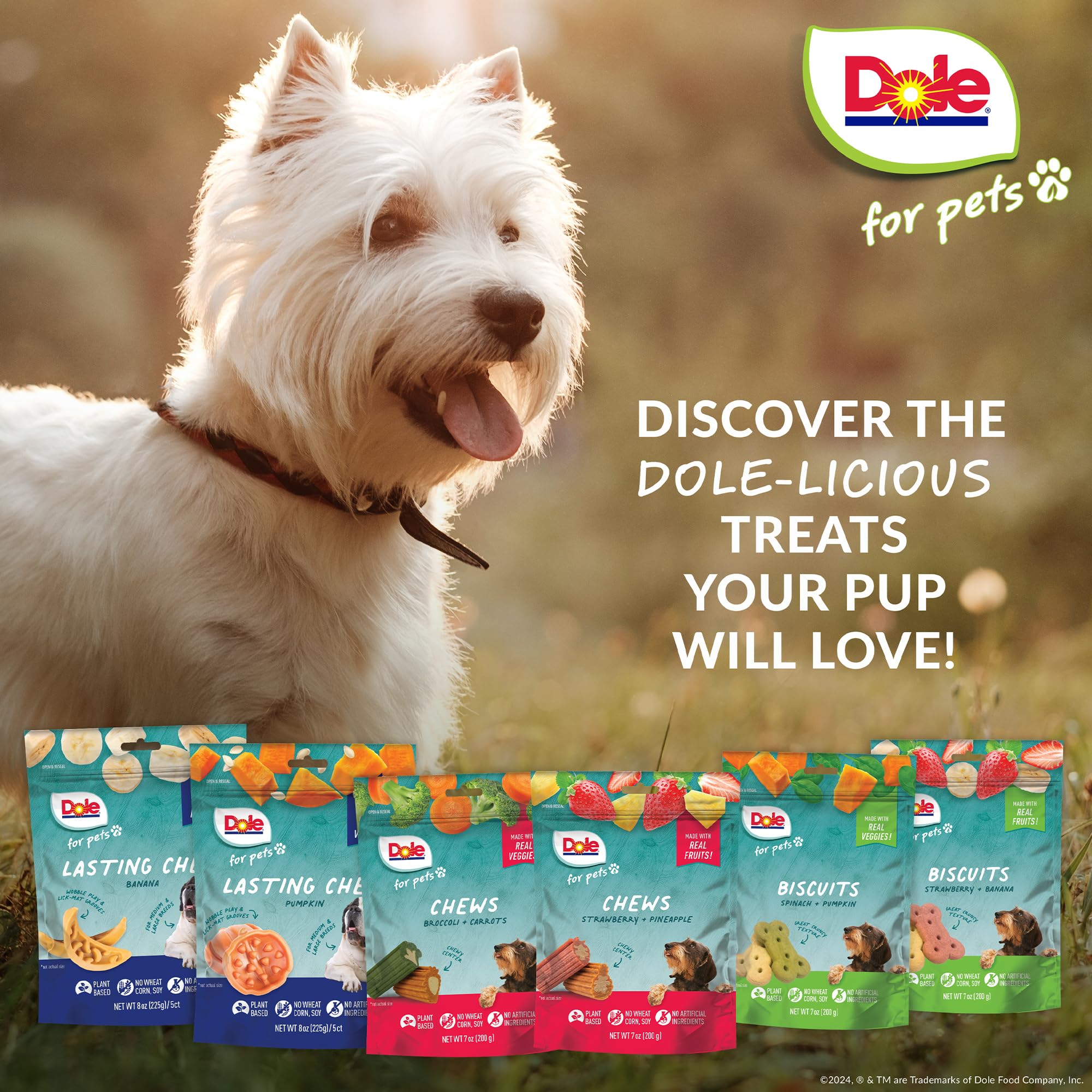 Dole for Pets Freshly Fetched Lasting Chew, Banana Flavor Dog Treats | Flavored with Real Fruit, No Wheat, Corn, Soy, Artificial