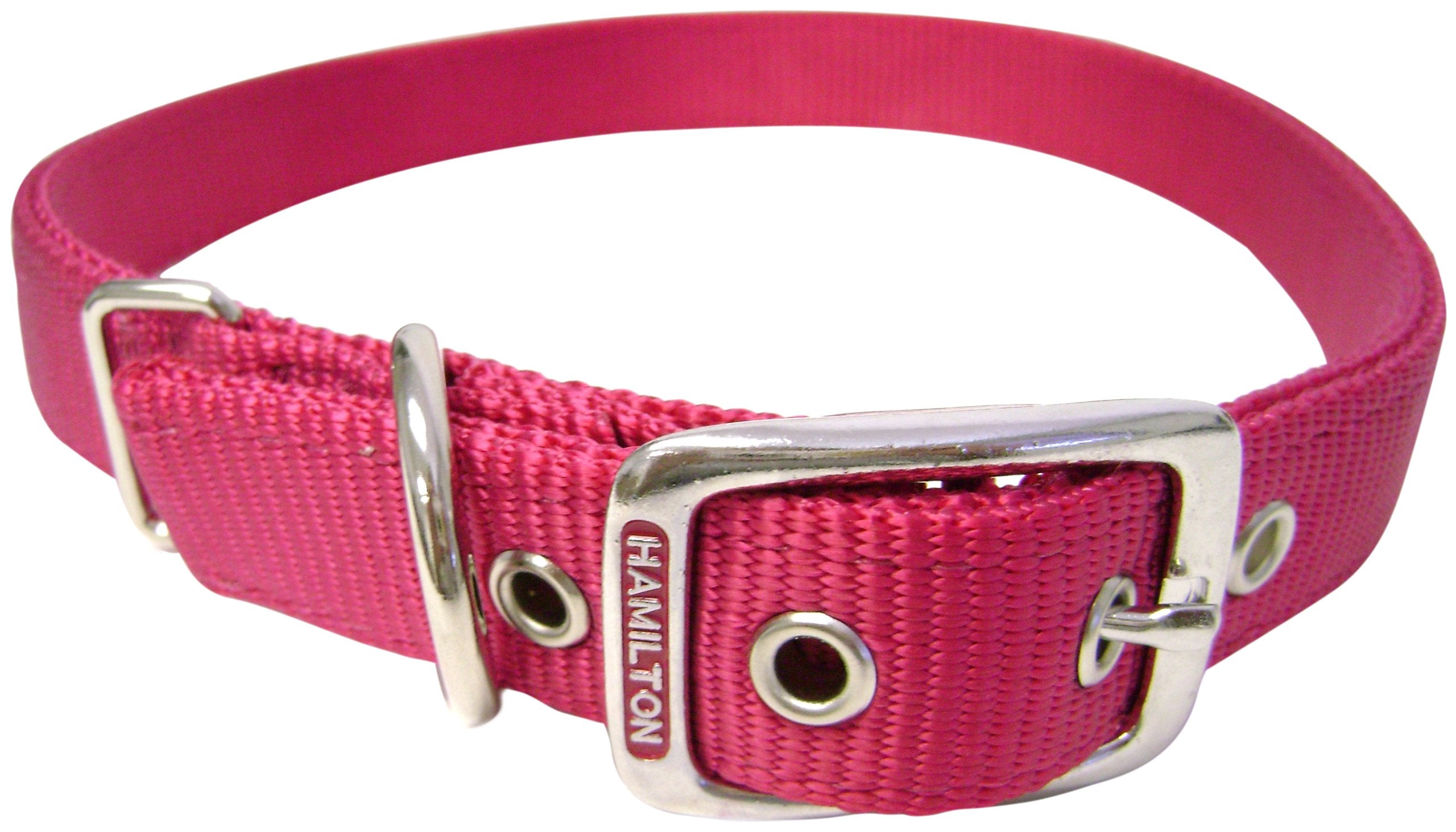 Hamilton Double Thick Nylon Deluxe Dog Collar, 1-Inch by 22-Inch, Raspberry