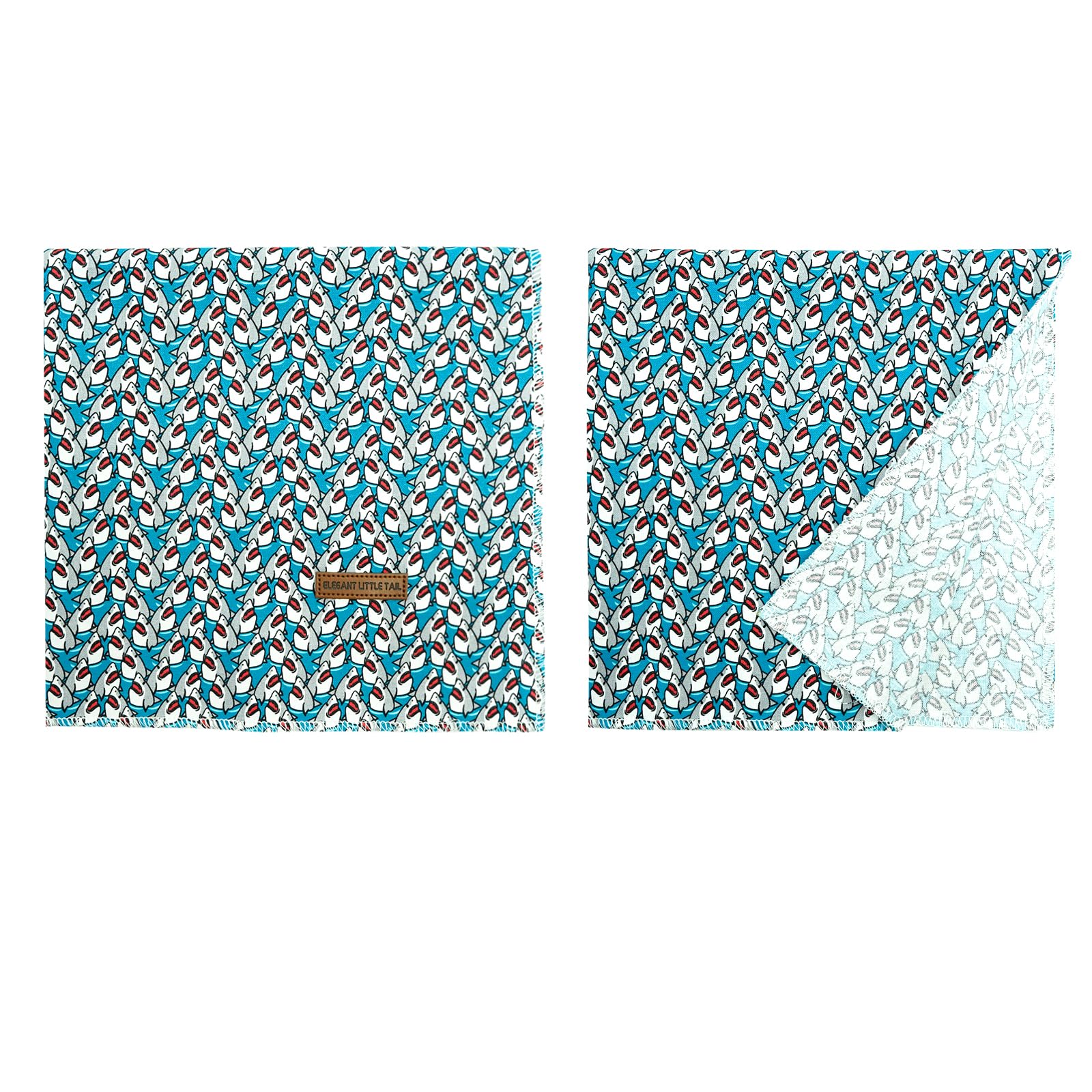Elegant Little Tail Dog Bandanas - 1 Pack Shark Print Washable Summer Dog Scarf Square Bandana Kerchief Scarf For Small To Large